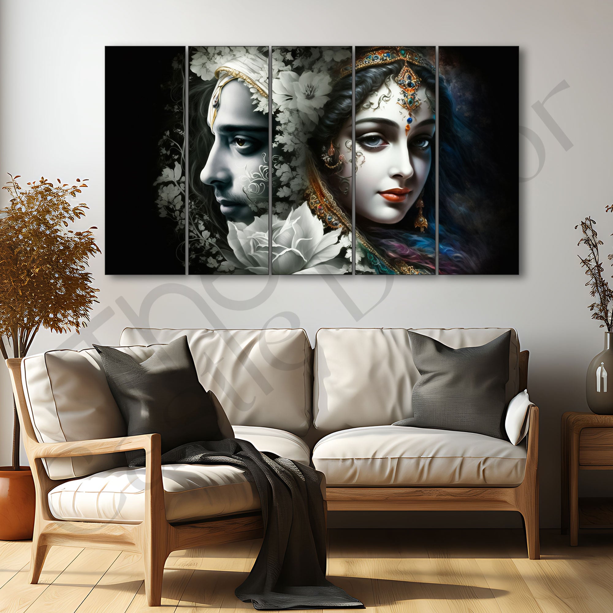 Radha Krishna Painting with frame Big Size Wall Art for living room,Bedroom,Drawing room,Hotels
