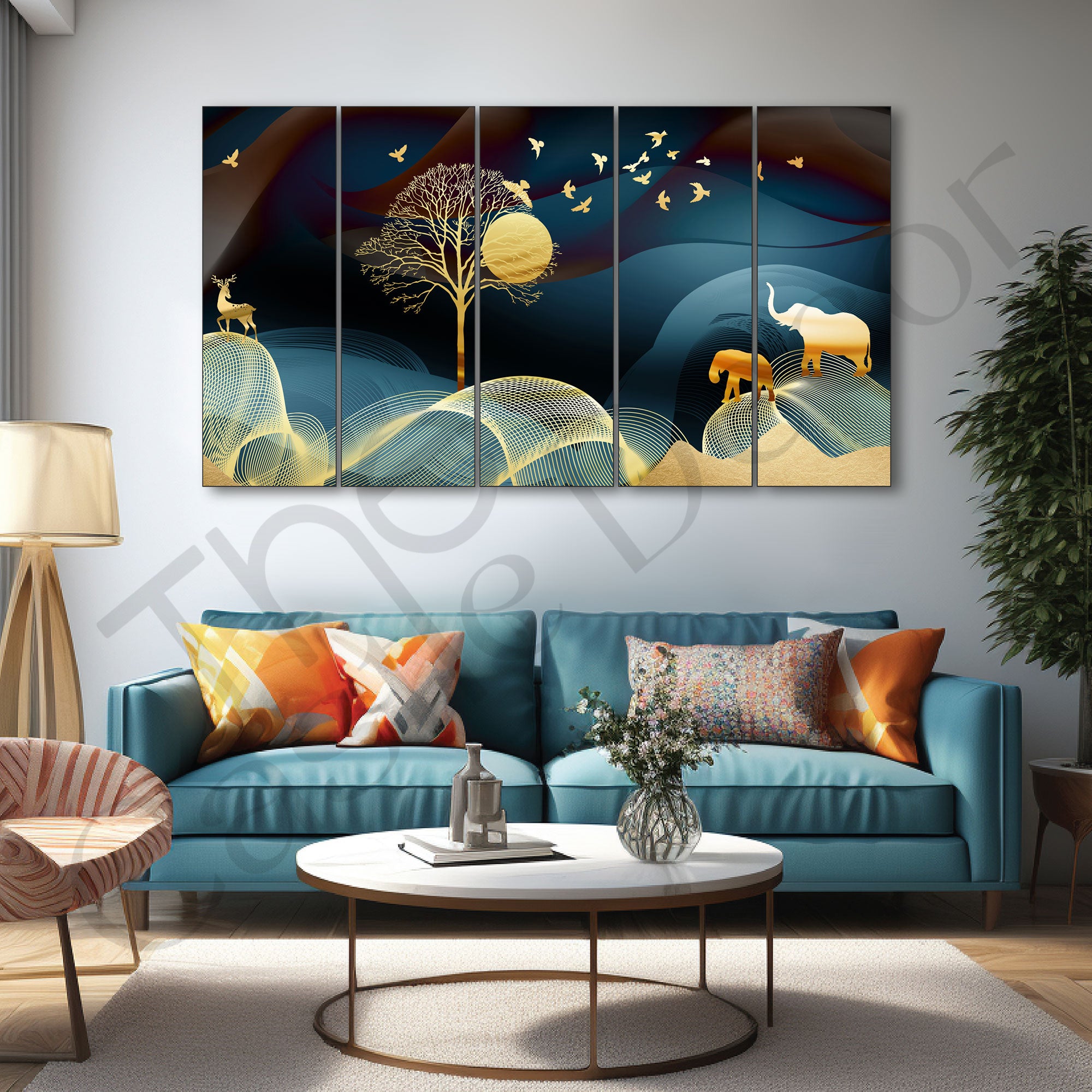 Golden Deer Painting with frame Big Size Wall Art for living room,Bedroom,Drawing room,Hotels