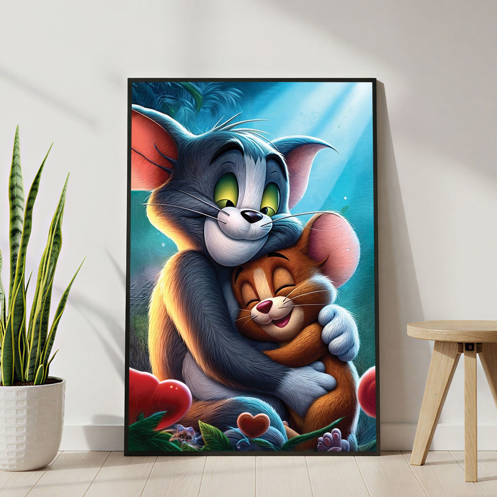 The Castle Decor Cute Cartoon Love Wall Art Poster, Friendship & Affection Illustration Artwork with Premium Sparkle Finish, 20×30 Inch Wall Décor for Kids Room & Bedroom