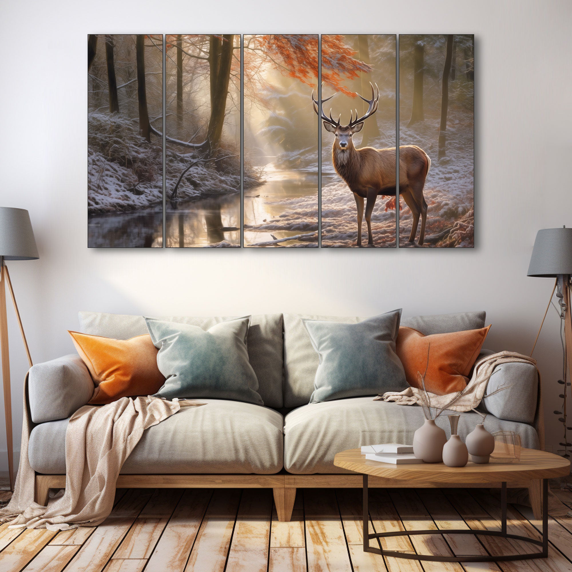 Deer Painting with frame Big Size Wall Art for living room,Bedroom,Drawing room,Hotels 27X48