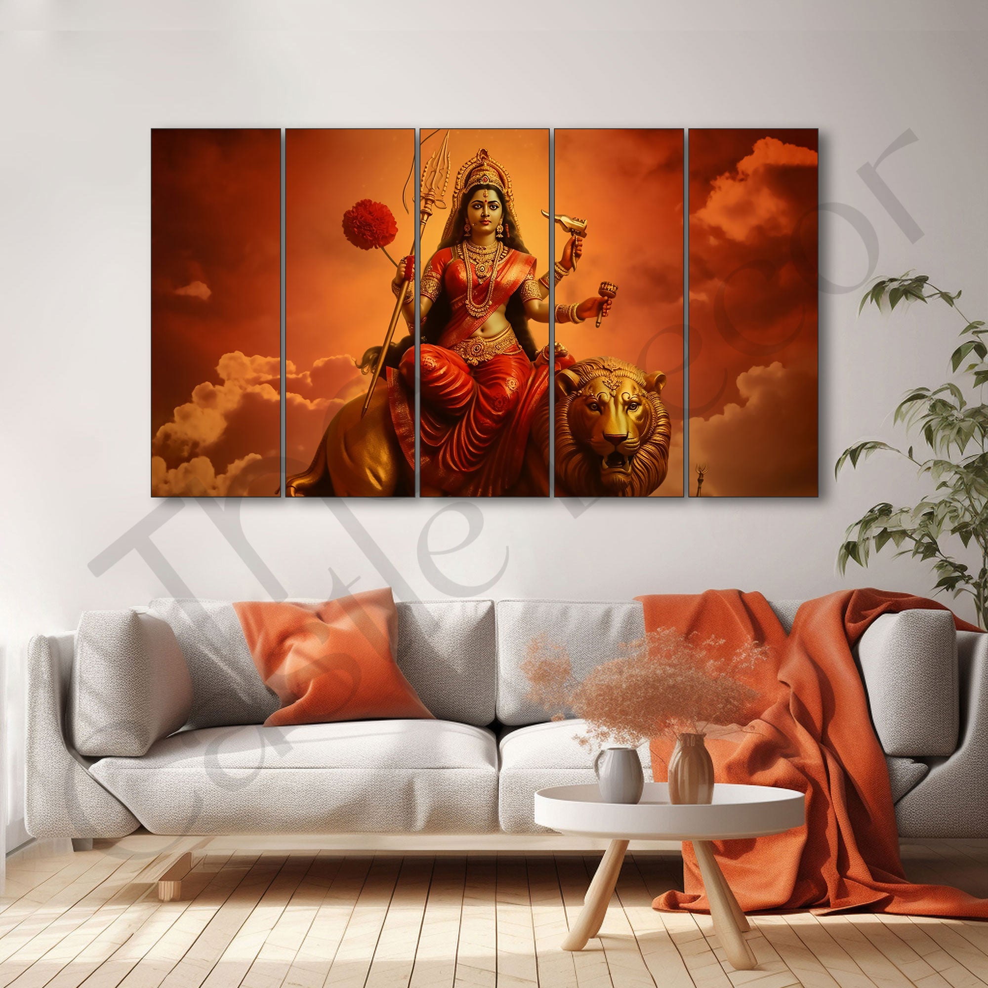 Durga Mata ji Painting with frame Big Size Wall Art for living room,Bedroom,Drawing room,Hotels