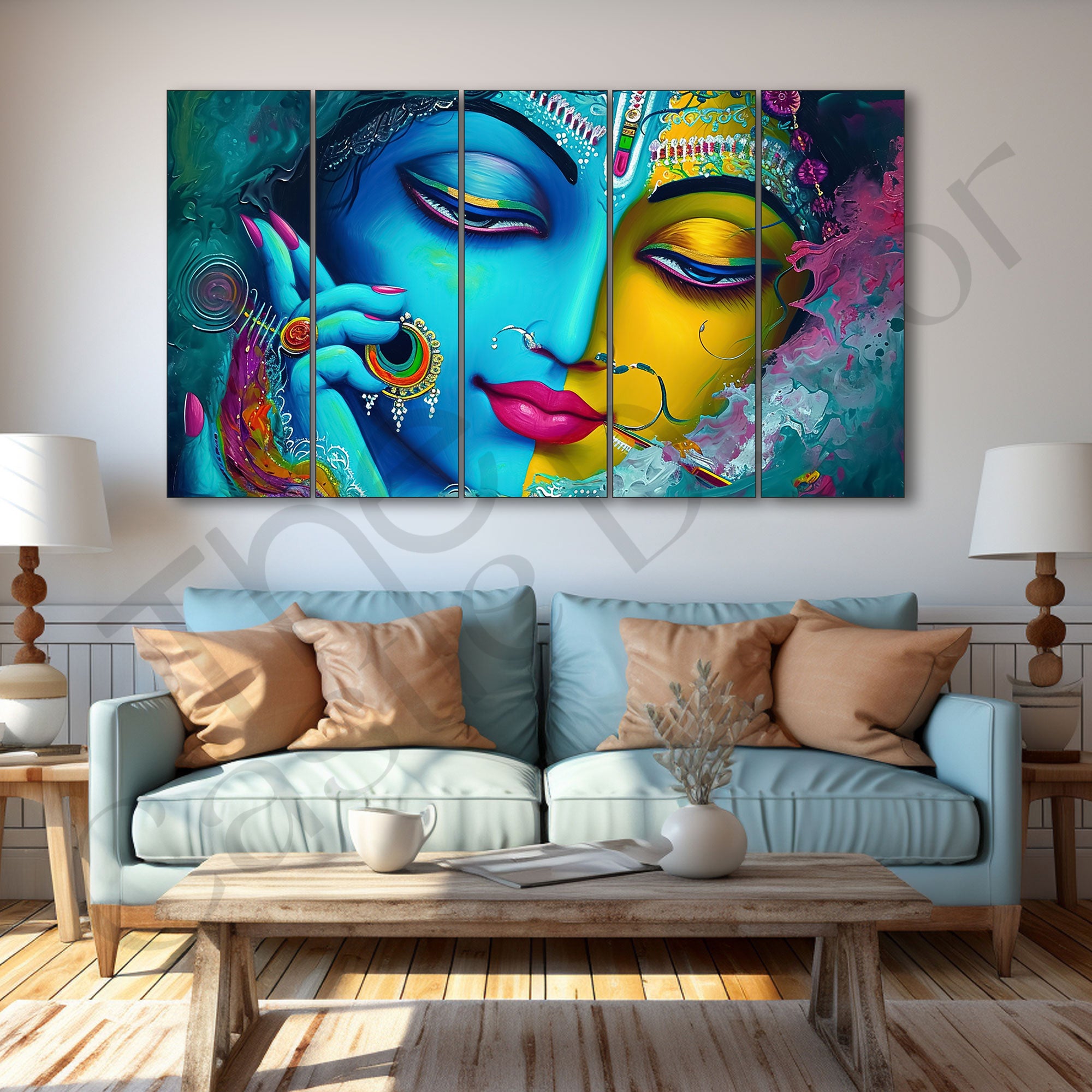 Radha Krishan Painting with frame Big Size Wall Art for living room,Bedroom,Drawing room,Hotels