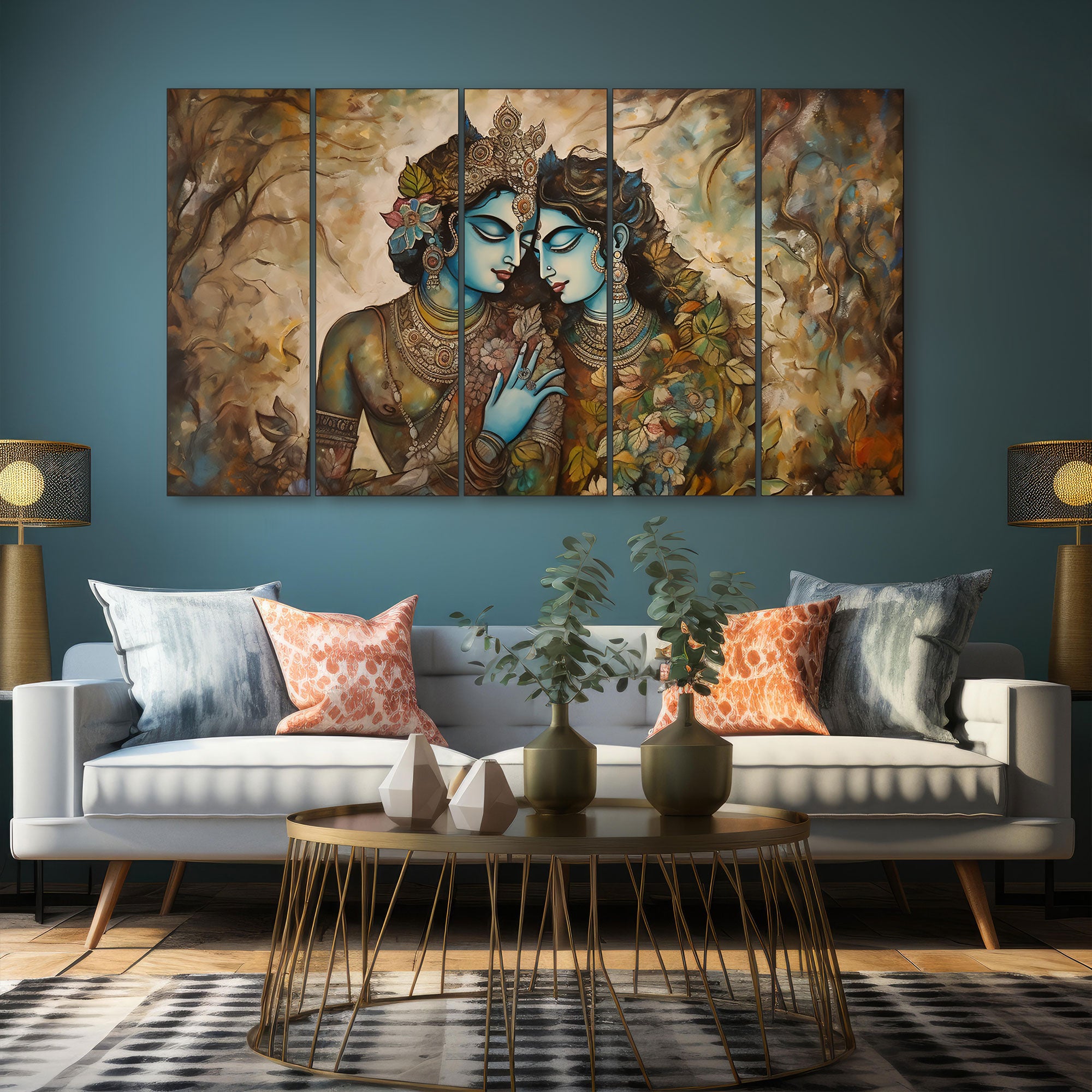 Radha Krishna Painting with frame Big Size Wall Art for living room,Bedroom,Drawing room,Hotels