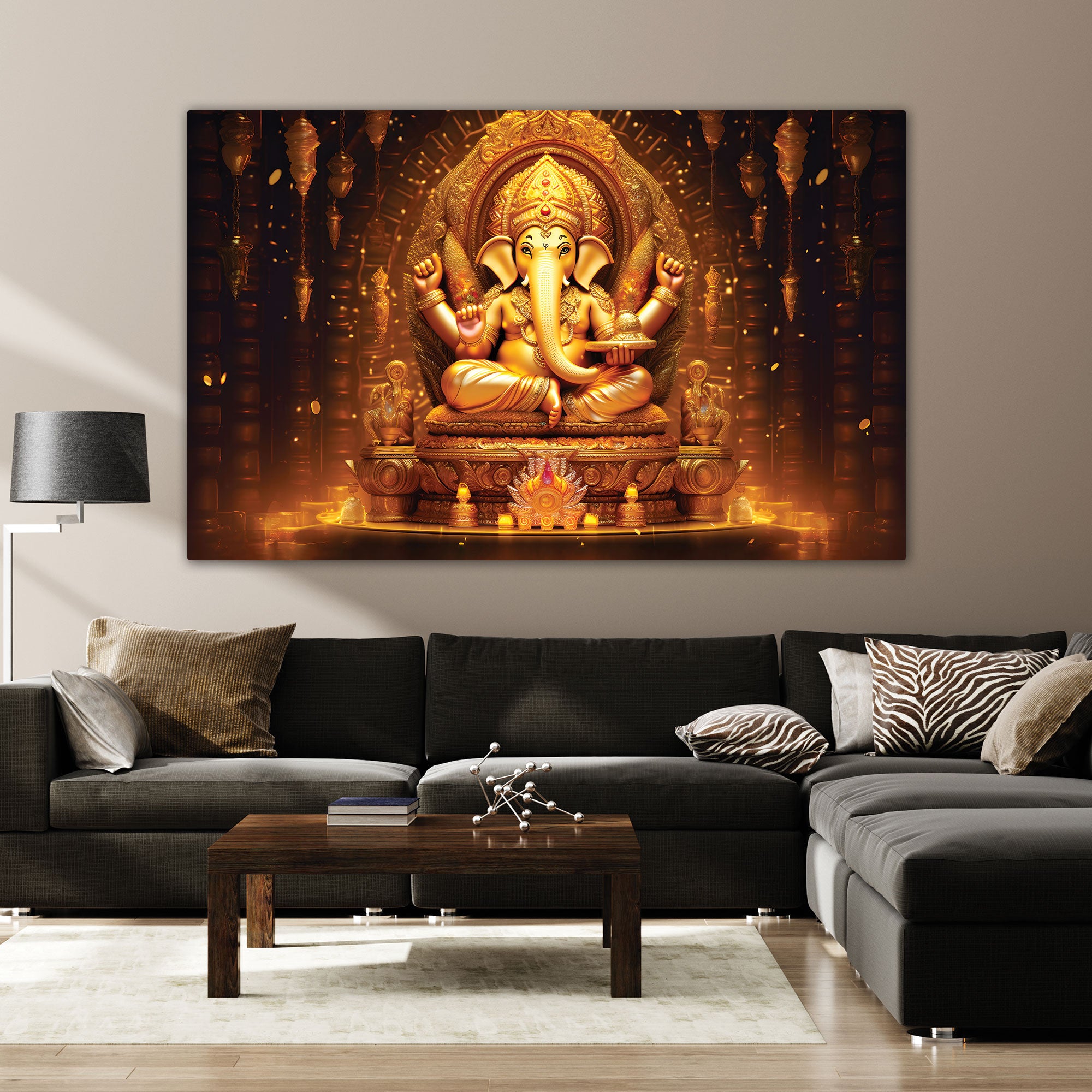 Ganesha Canvas painting with frame Big Size Wall Art for living room,Bedroom,Drawing room,Hotels