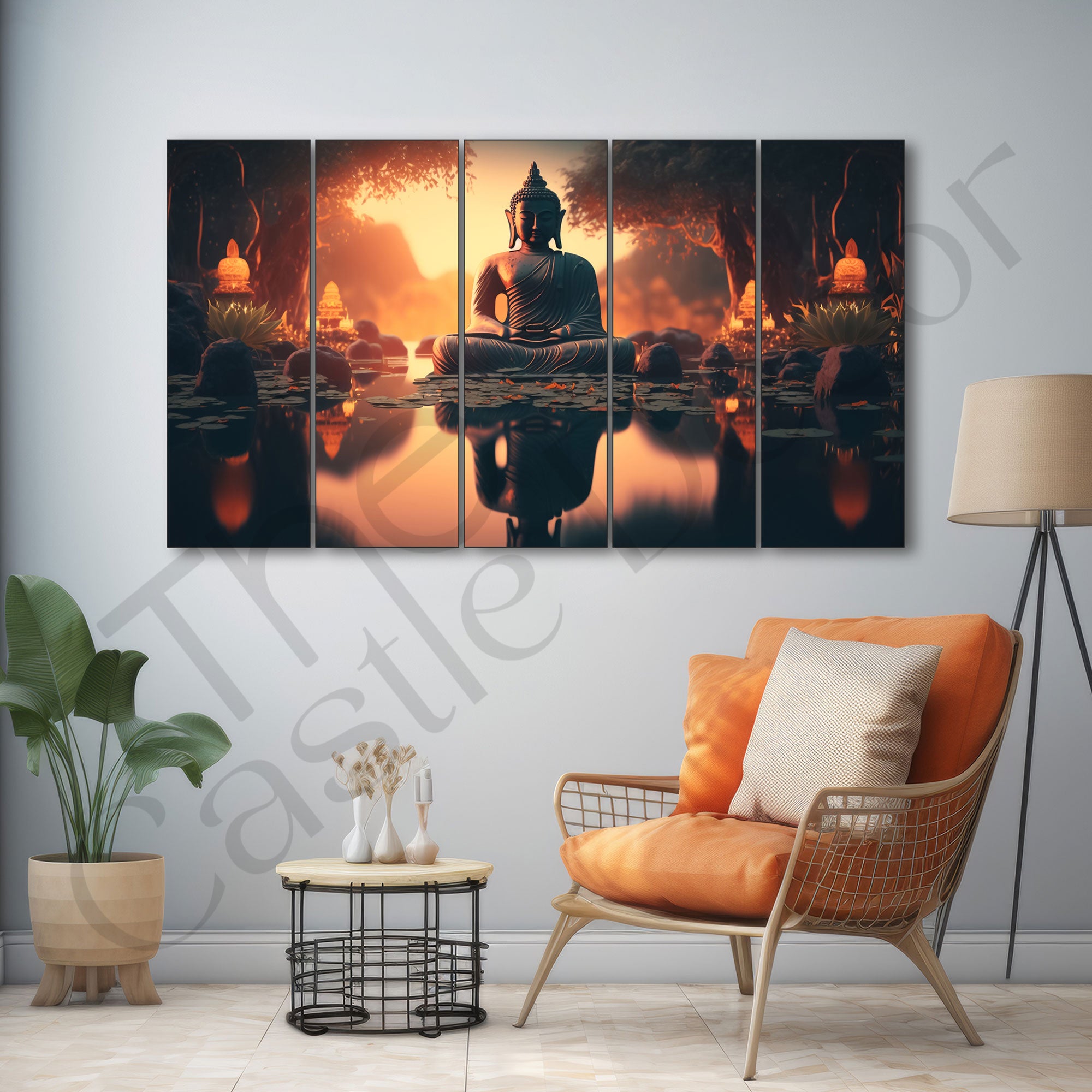 Lord Budha Painting with frame Big Size Wall Art for living room,Bedroom,Drawing room,Hotels