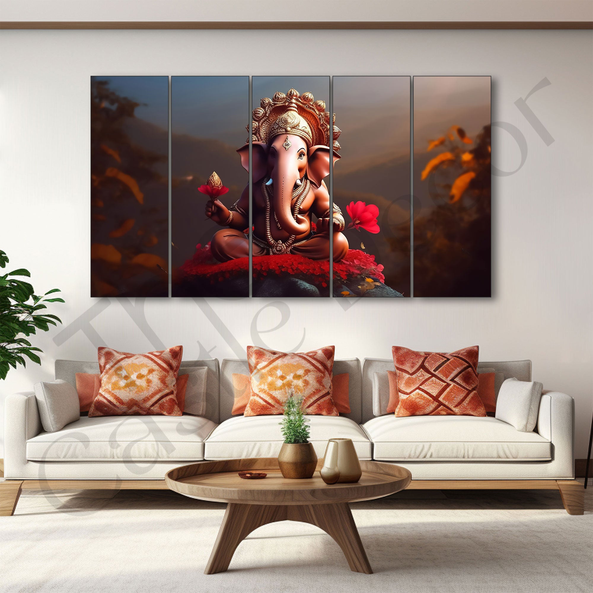 Lord Ganesha Painting with frame Big Size Wall Art for living room,Bedroom,Drawing room,Hotels
