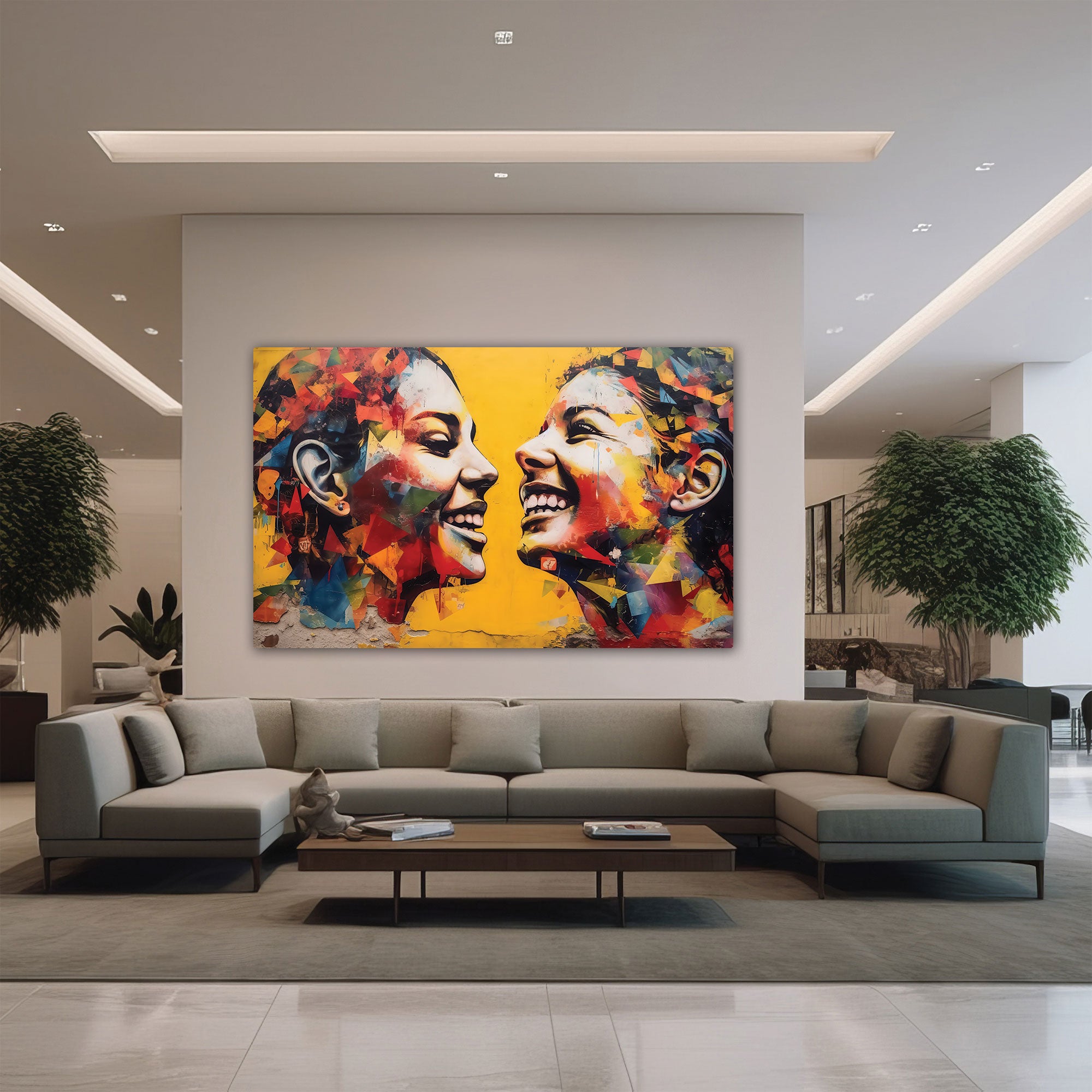 Multi WomenAbstract Canvas painting with frame Big Size Wall Art for living room,Bedroom,Drawing room,Hotels