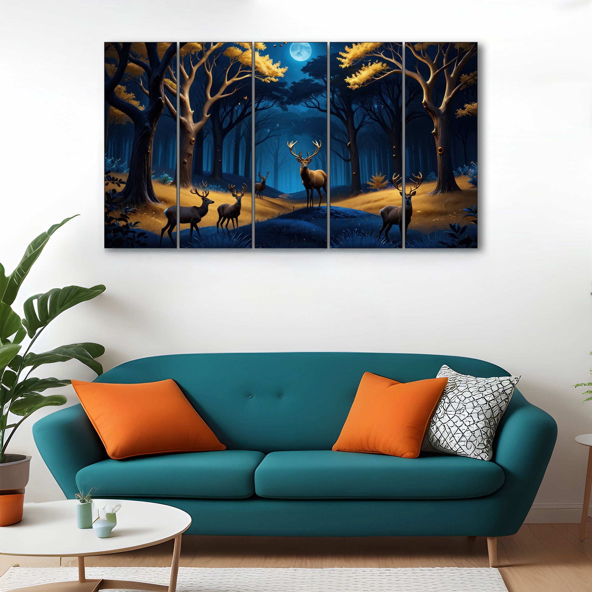 Vaastu Golden Deer Painting with frame Big Size Wall Art for living room,Bedroom,Drawing room,Hotels