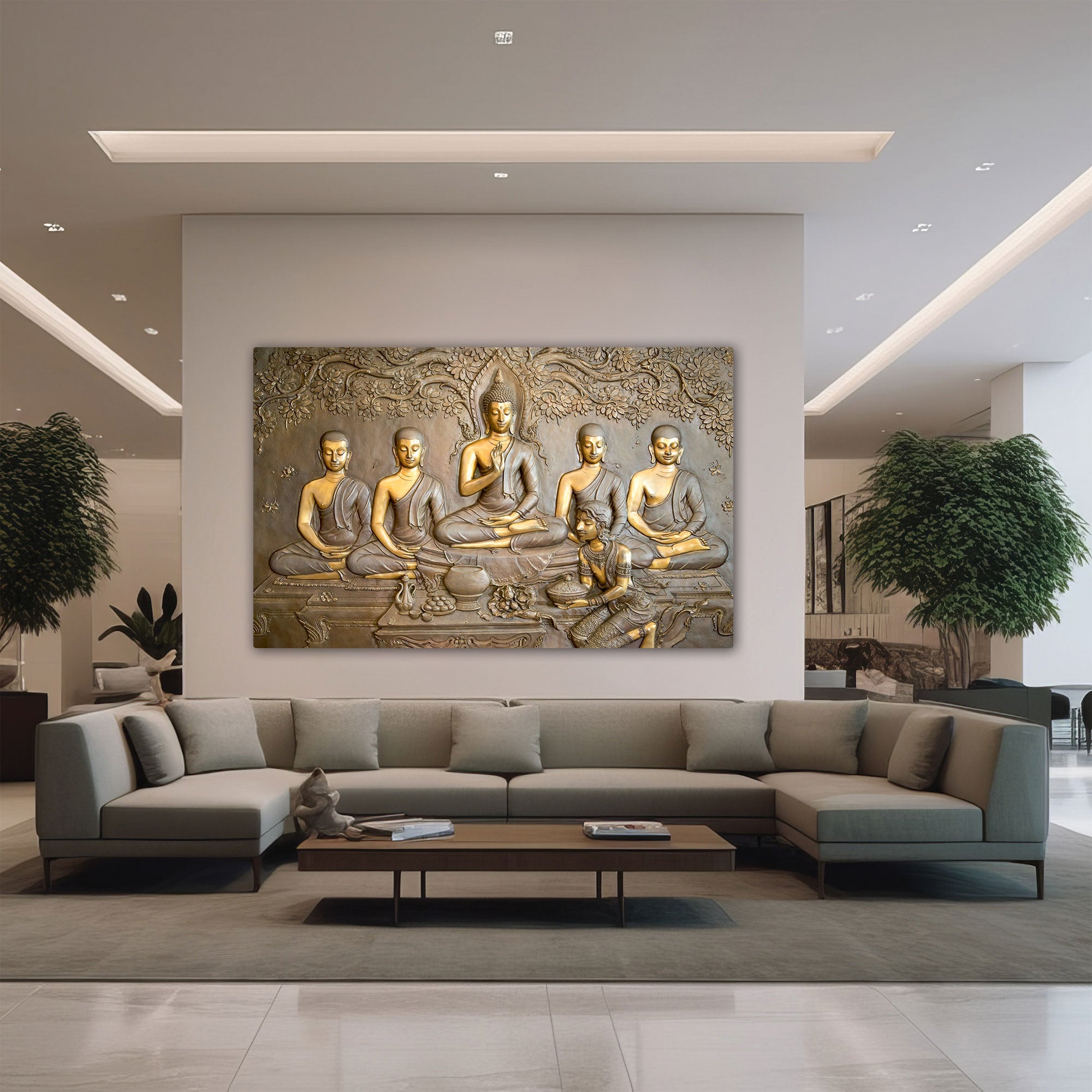 Lord budha Canvas painting with frame Big Size Wall Art for living room,Bedroom,Drawing roomHotels