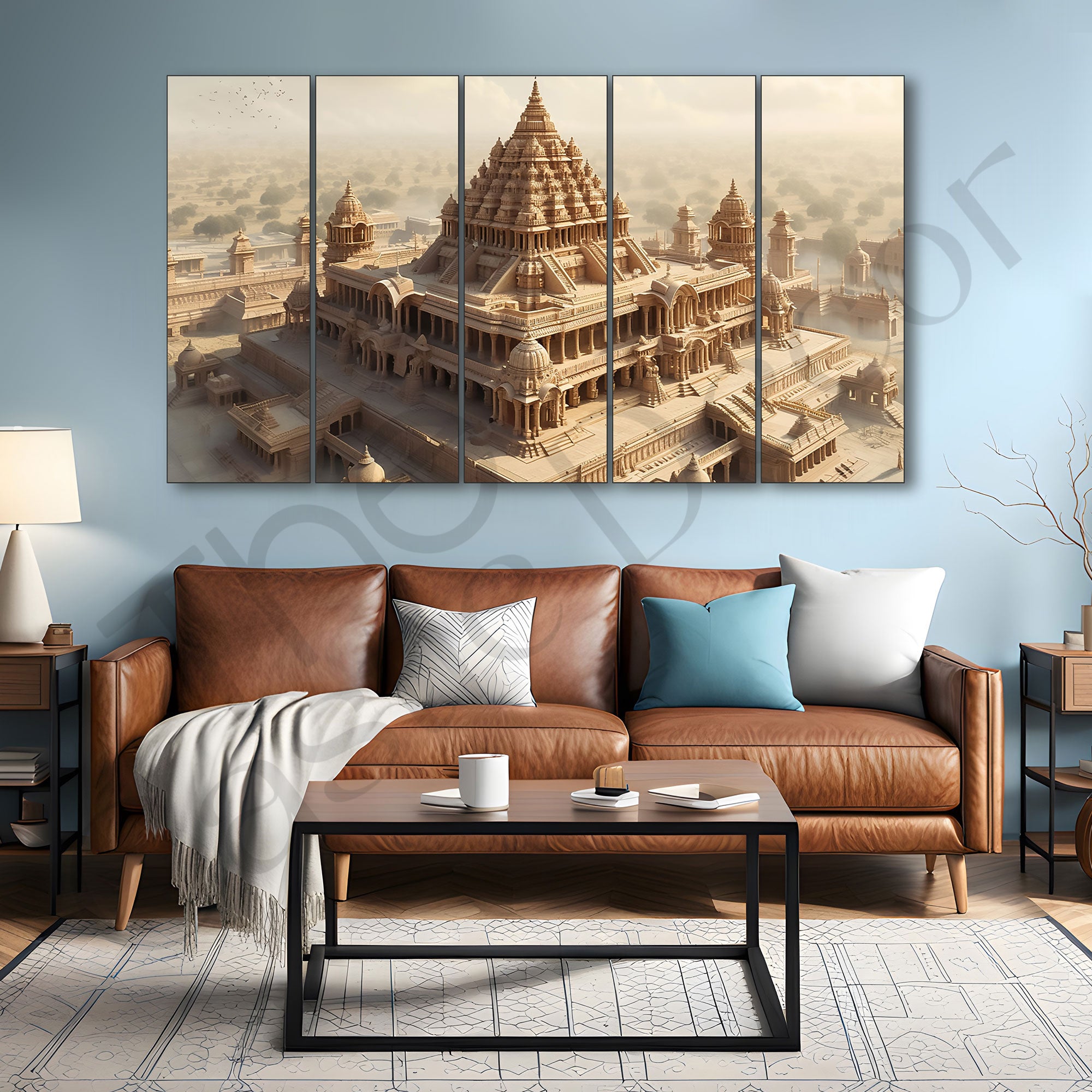 Ram Mandir Painting with frame Big Size Wall Art for living room,Bedroom,Drawing room,Hotels