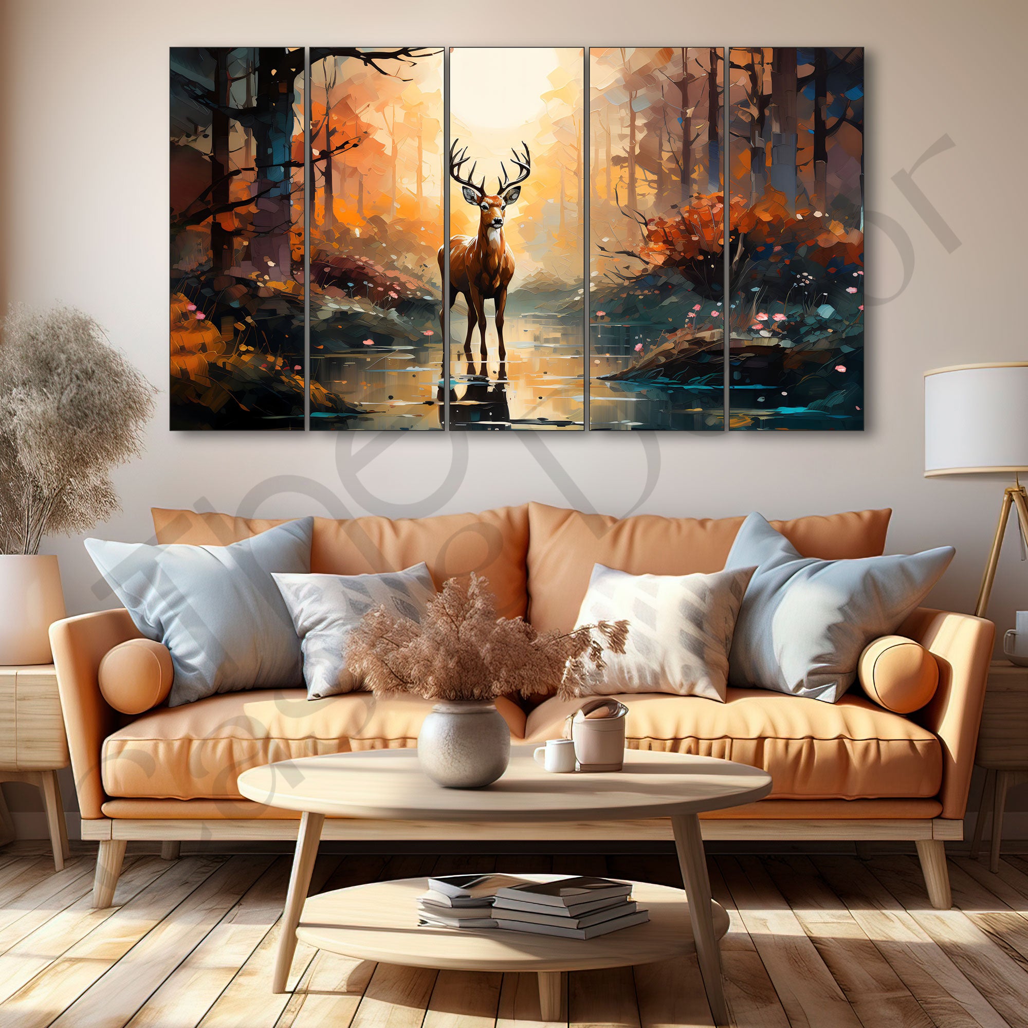 Deer Painting with frame Big Size Wall Art for living room,Bedroom,Drawing room,Hotels