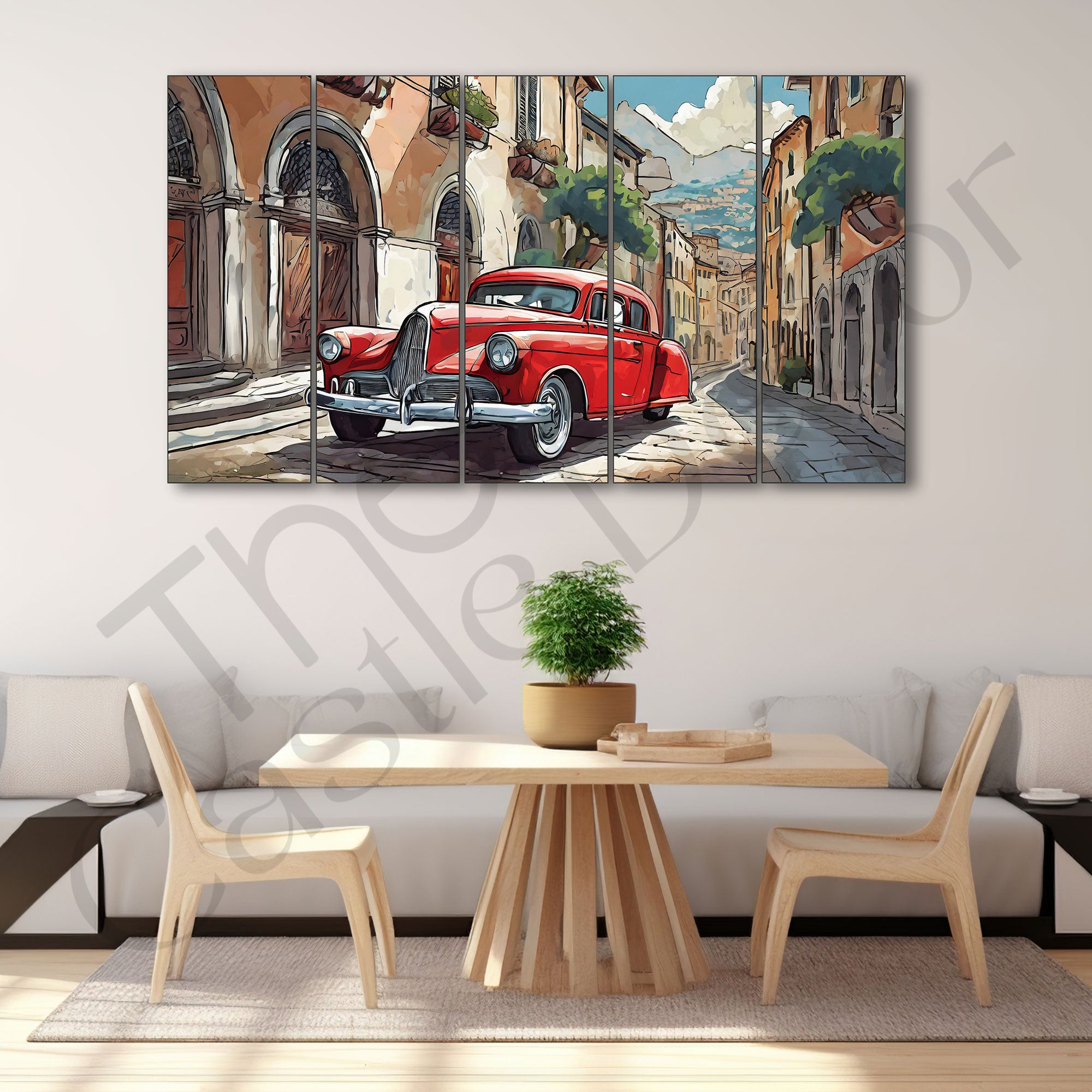 Vintage Car Painting with frame Big Size Wall Art for living room,Bedroom,Drawing room,Hotels