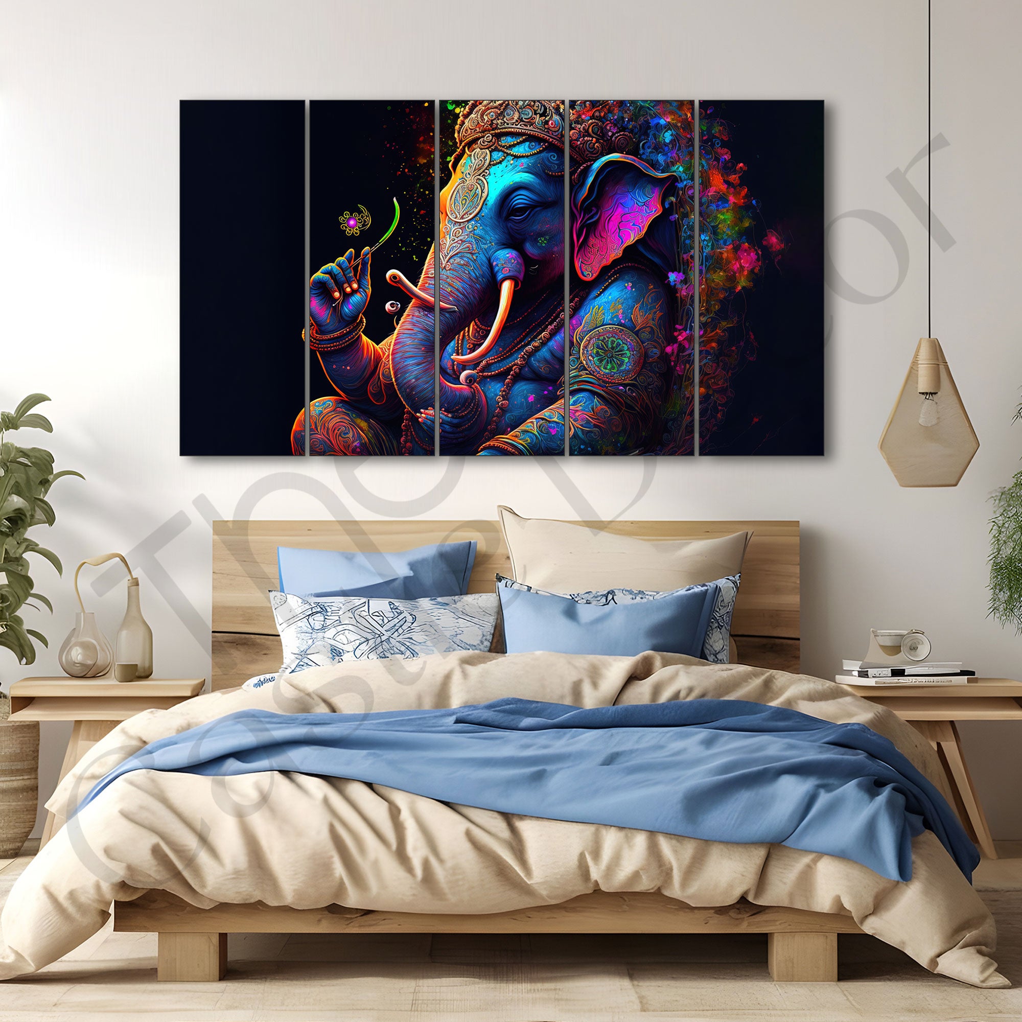 Lord Ganesha Painting with frame Big Size Wall Art for living room,Bedroom,Drawing room,Hotels