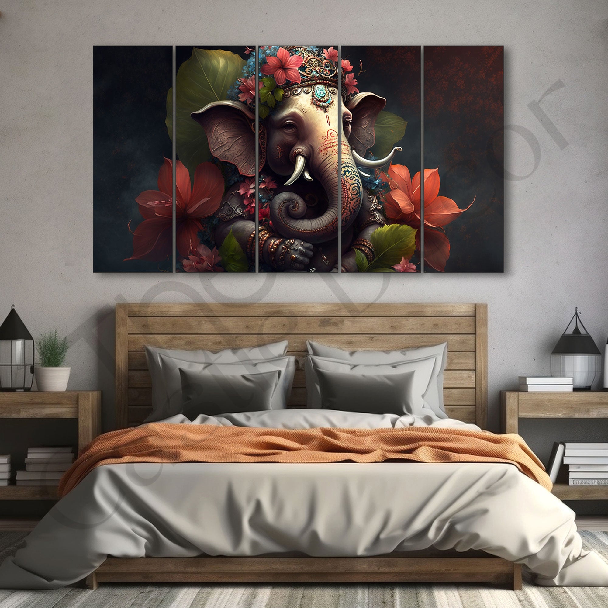 Lord Ganesha Painting with frame Big Size Wall Art for living room,Bedroom,Drawing room,Hotels