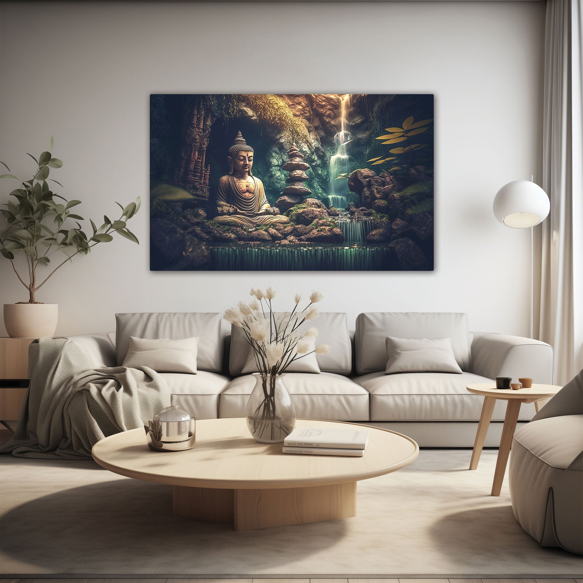 Lord budha Canvas painting with frame Big Size Wall Art for living room,Bedroom,Drawing room,Hotels