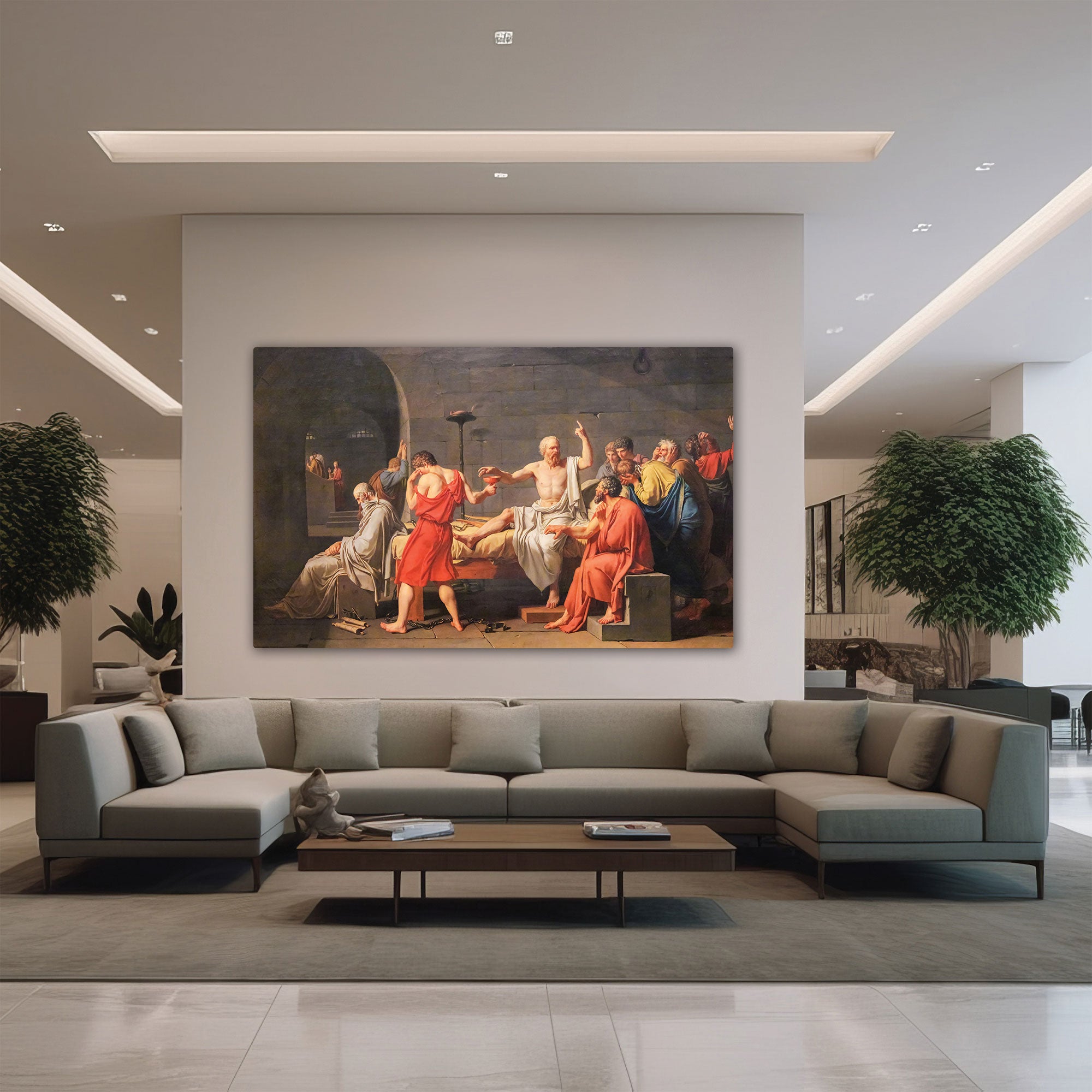 Death of socrates Canvas painting with frame Big Size Wall Art for living room,Bedroom,Drawing room,Hotels