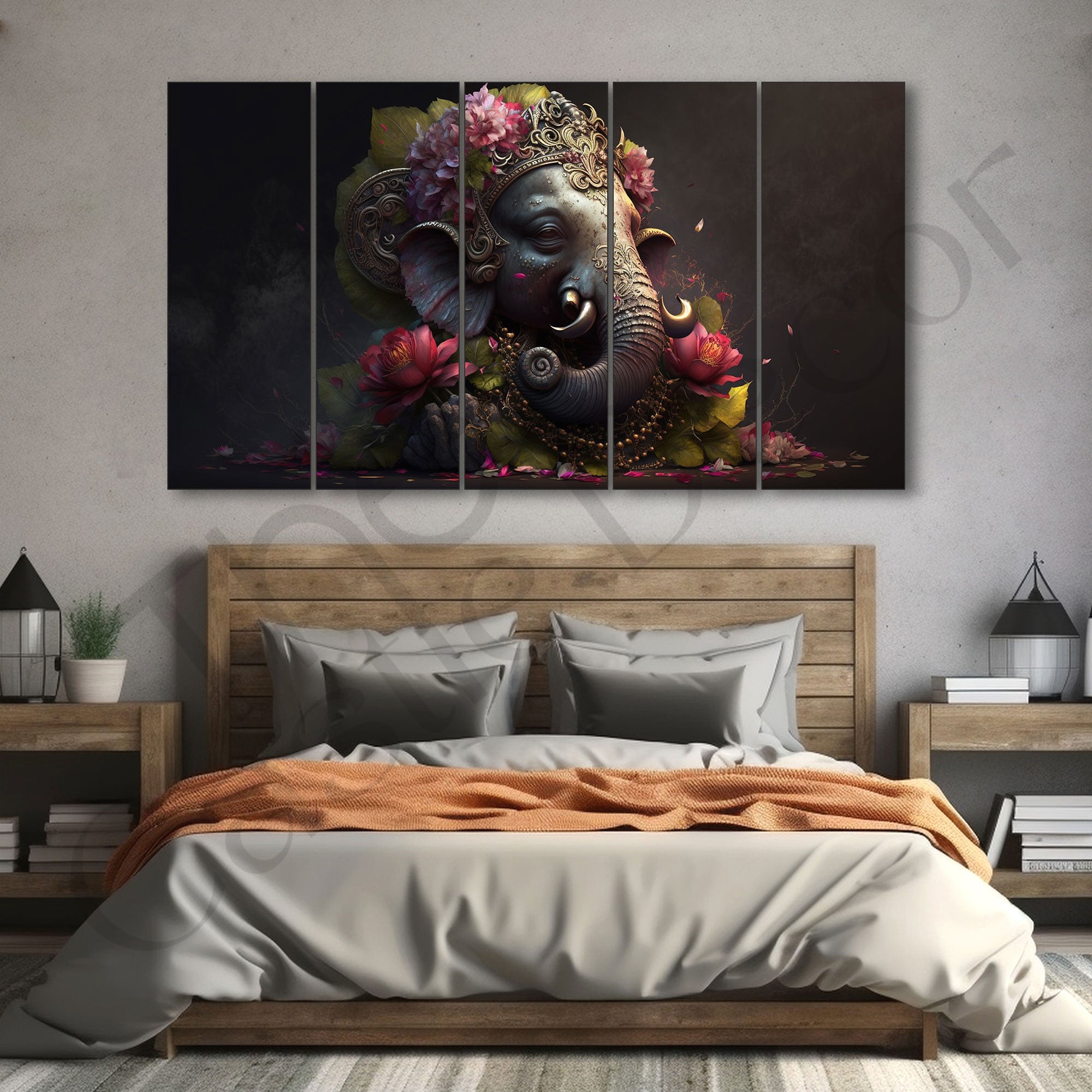 Lord Ganesha Painting with frame Big Size Wall Art for living room,Bedroom,Drawing room,Hotels