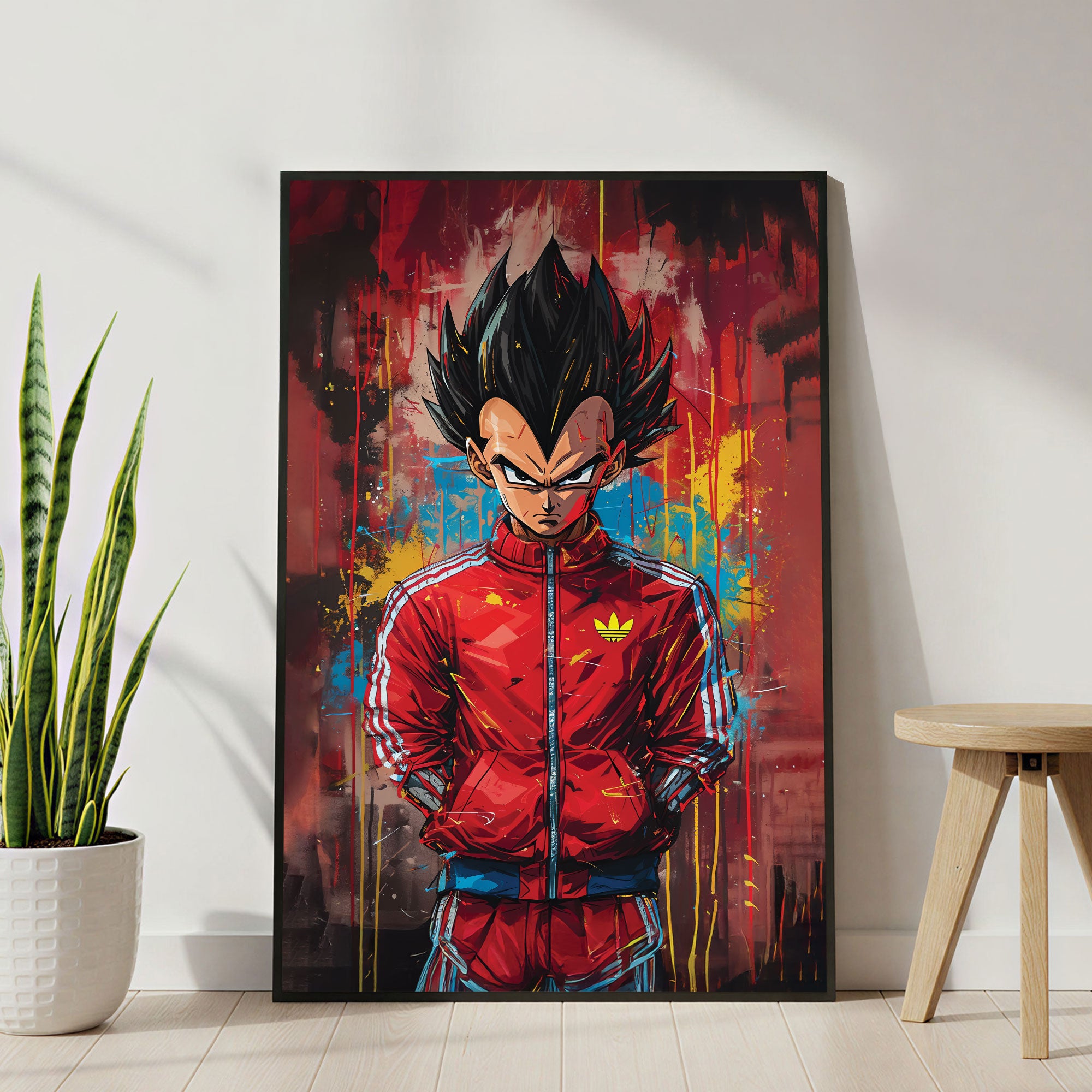 The Castle Decor Anime Fighter Inspired Wall Art – Powerful Warrior Abstract Artwork, Modern Sparkle Finish Wall Décor, 20×30 Inch for Gym & Office