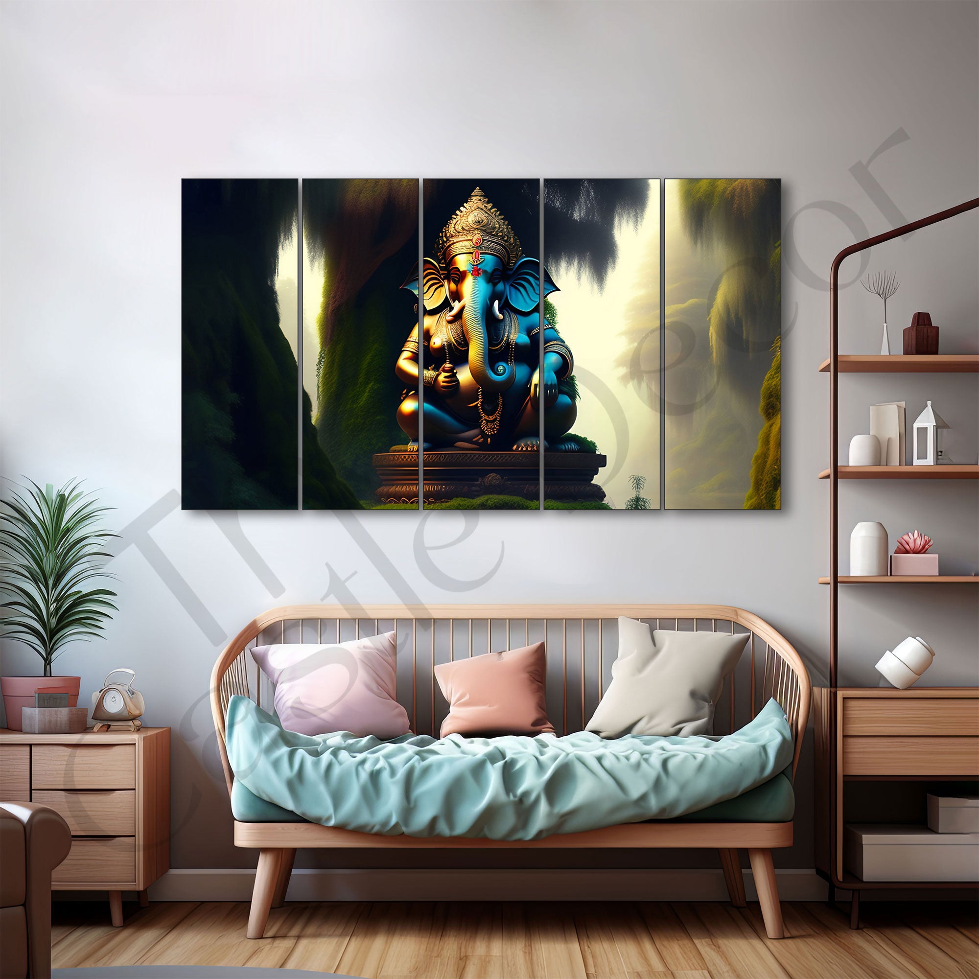 Lord Ganesha Painting with frame Big Size Wall Art for living room,Bedroom,Drawing room,Hotels