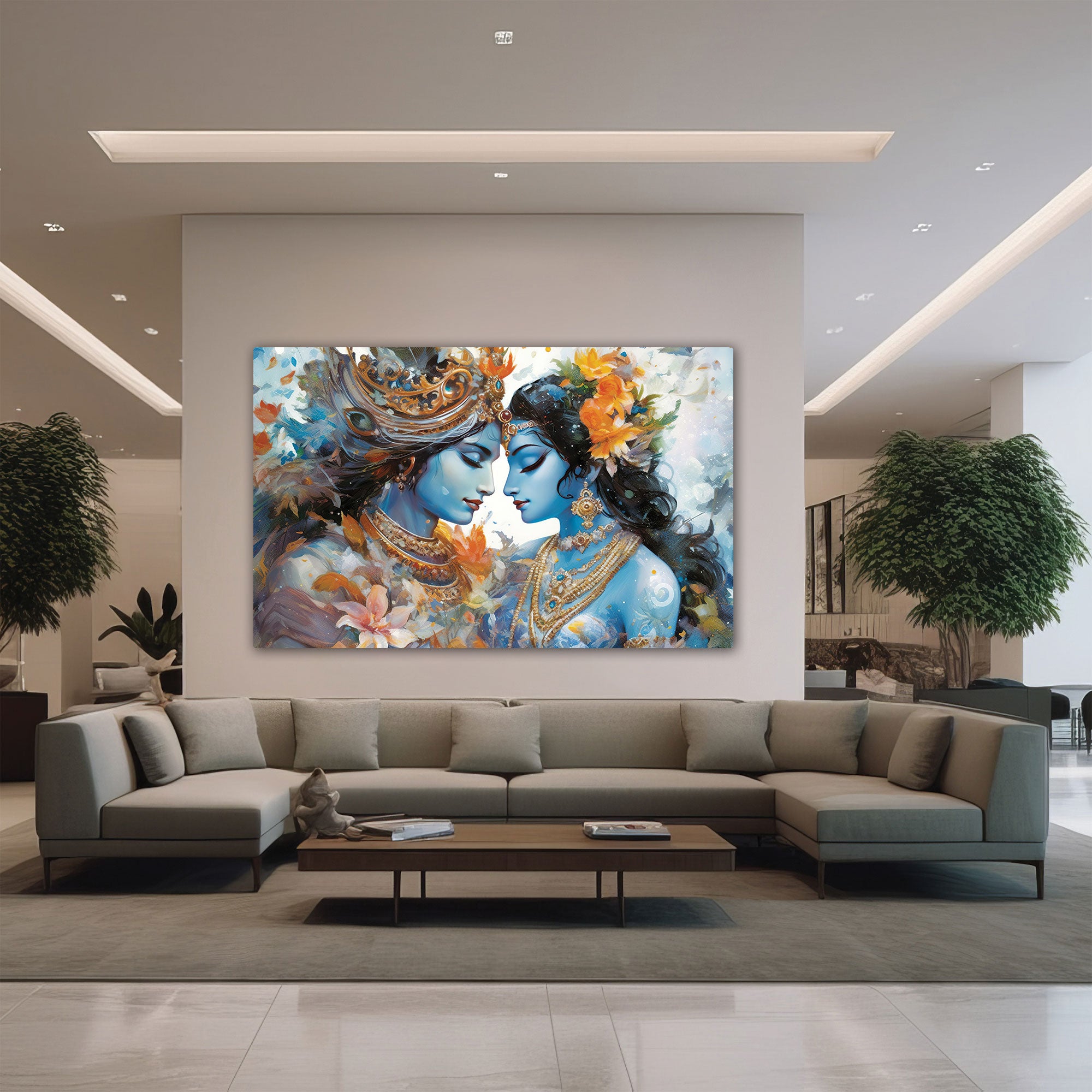 Radha krishna Canvas painting with frame Big Size Wall Art for living room,Bedroom,Drawing room,Hotels