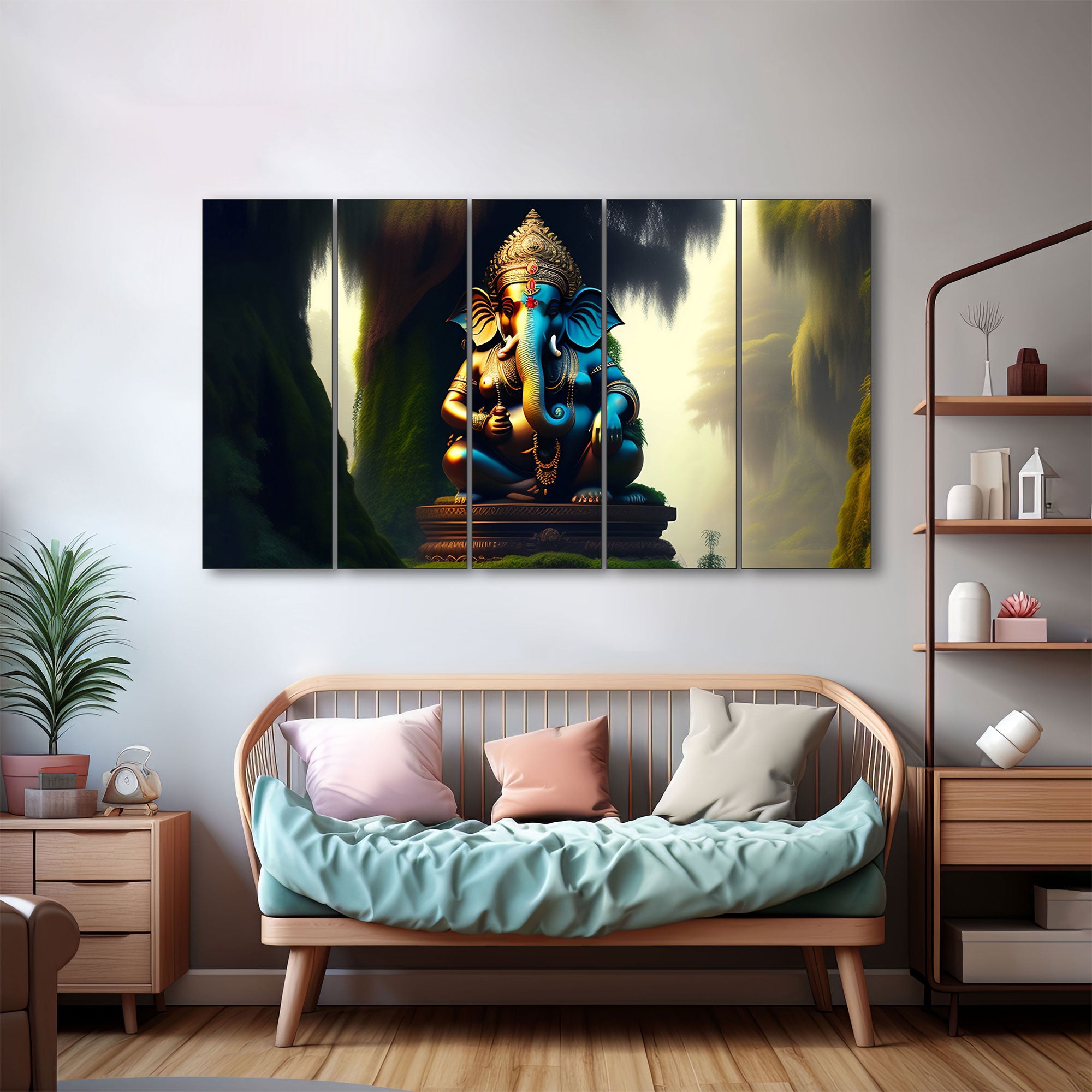 Lord Ganesha Painting with frame Big Size Wall Art for living room,Bedroom,Drawing room,Hotels