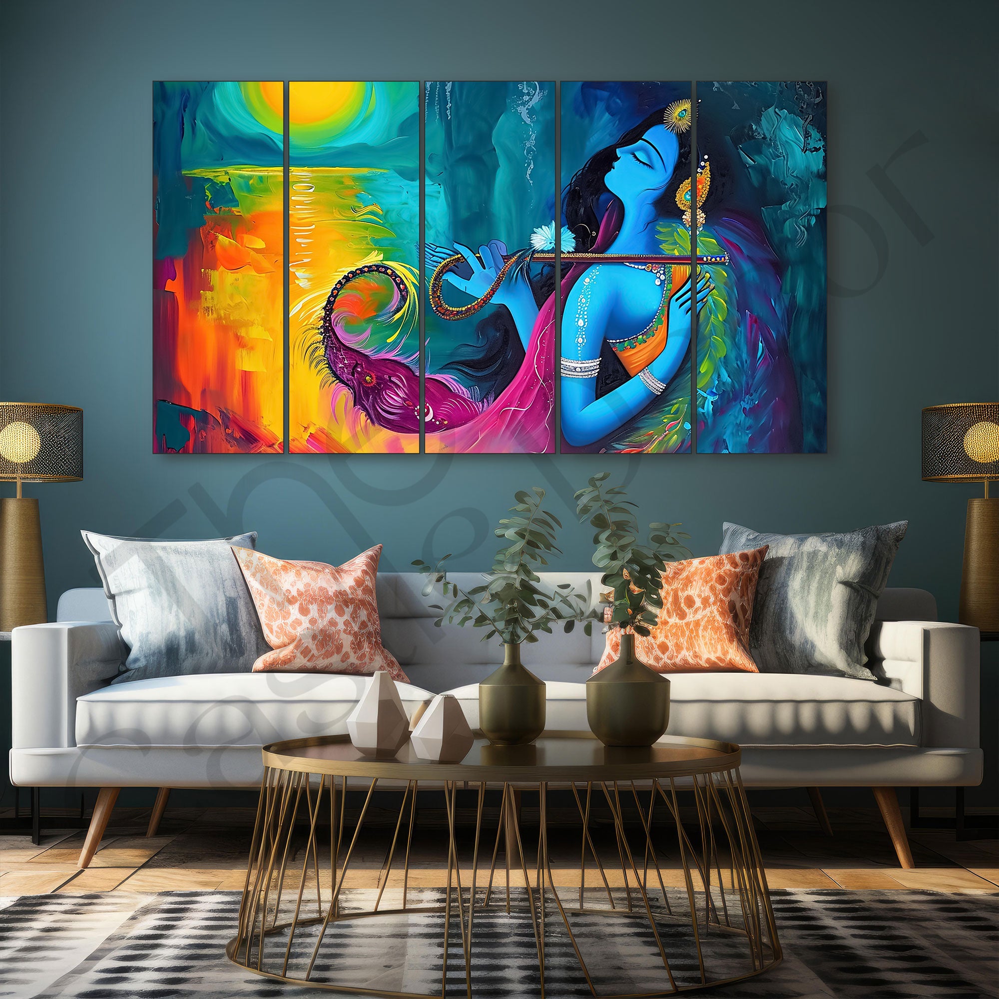 Radha Krishna Painting with frame Big Size Wall Art for living room,Bedroom,Drawing room,Hotels