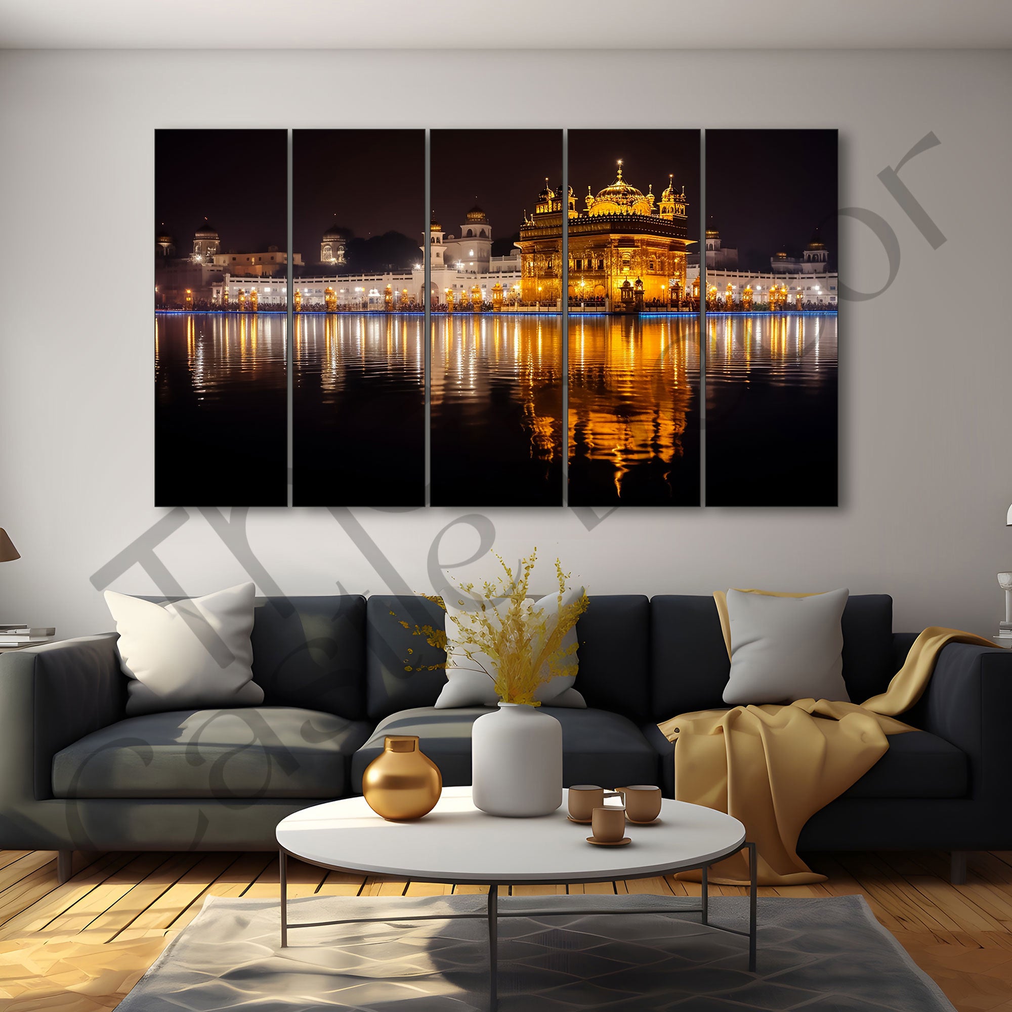 Golden Temple Painting with frame Big Size Wall Art for living room,Bedroom,Drawing room,Hotels