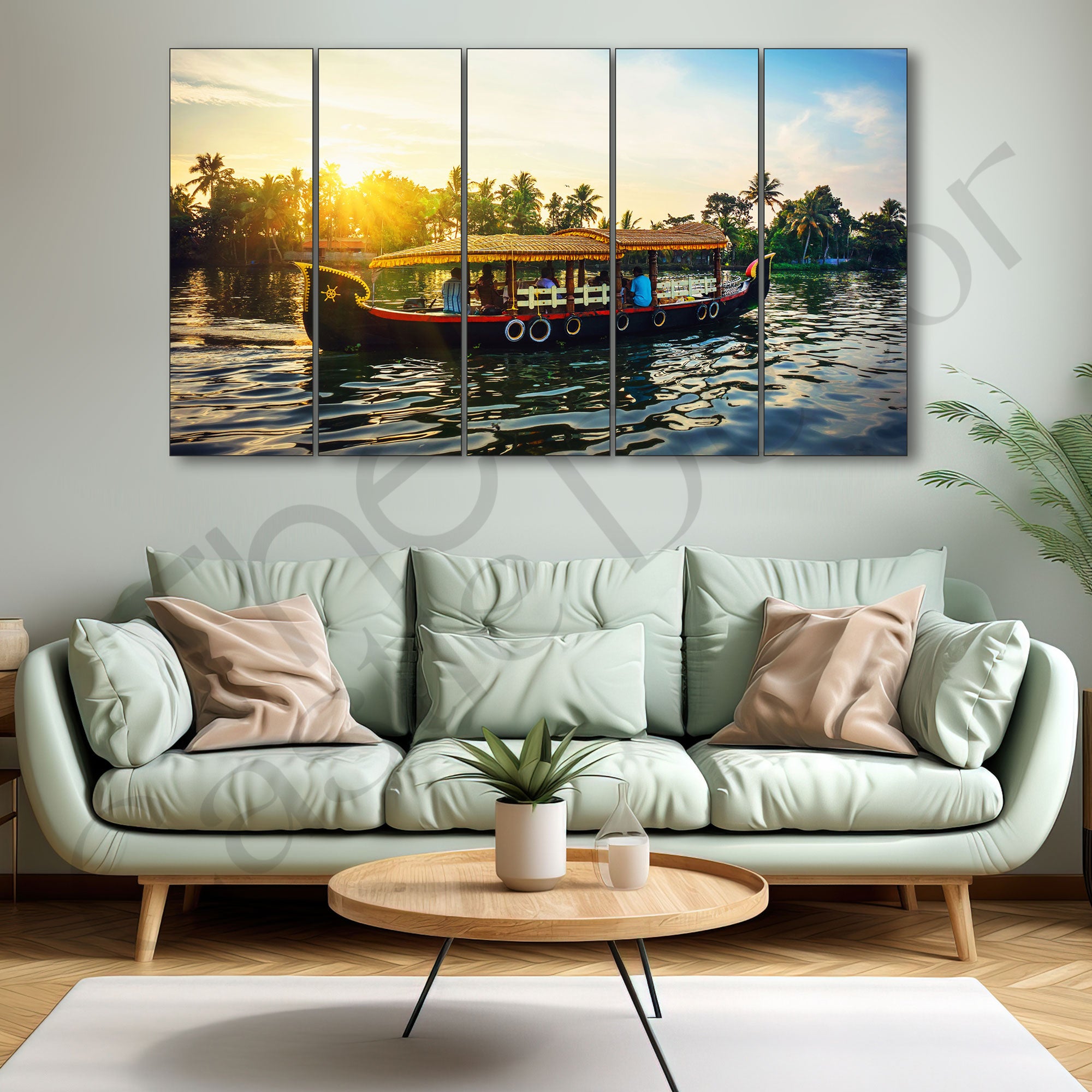 Kerala Boat Painting with frame Big Size Wall Art for living room,Bedroom,Drawing room,Hotels
