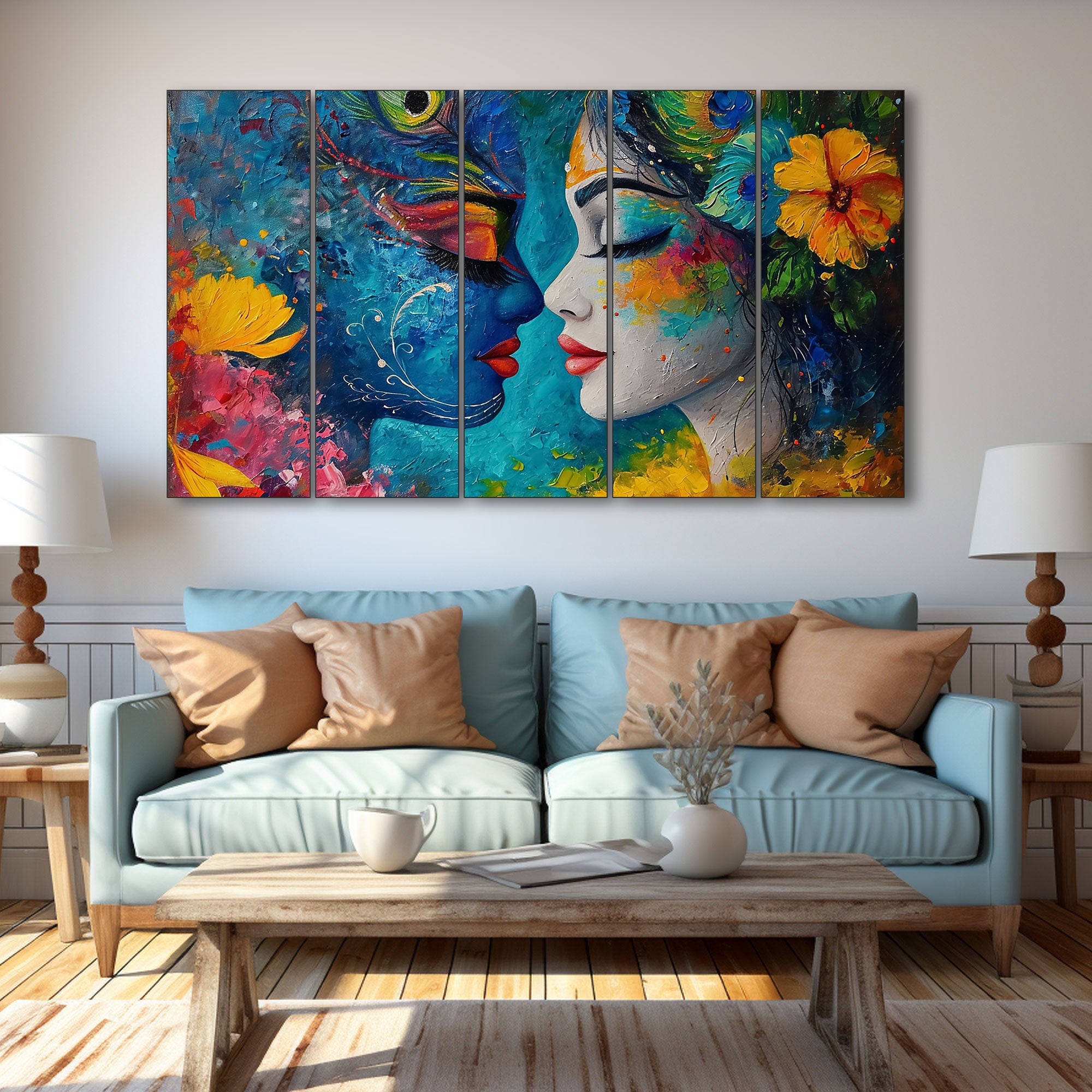 Radha Krishna Painting with frame Big Size Wall Art for living room,Bedroom,Drawing room,Hotels