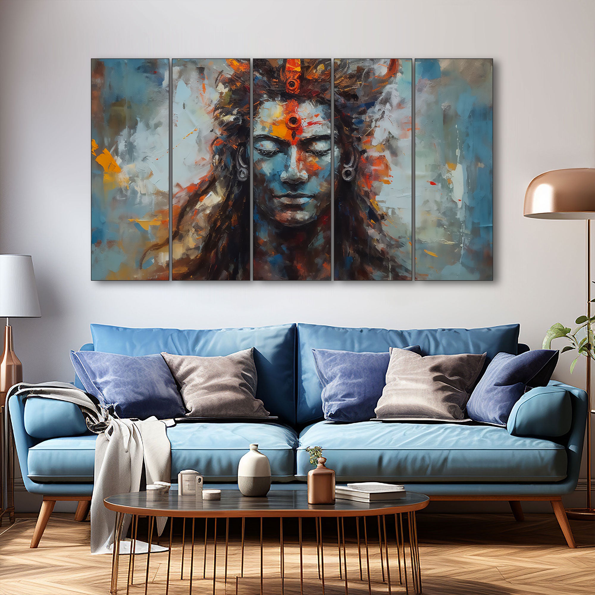 Lord Shiva Painting with frame Big Size Wall Art for living room,Bedroom,Drawing room,Hotels