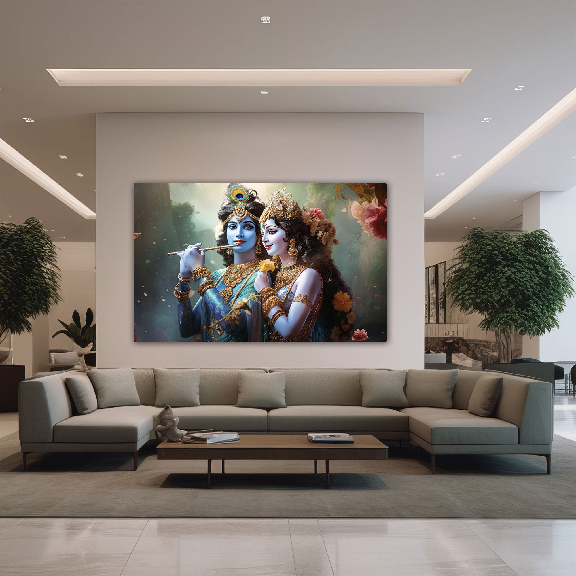 Radha krishan ji Canvas painting with frame Big Size Wall Art for living room,Bedroom,Drawing room,Hotels