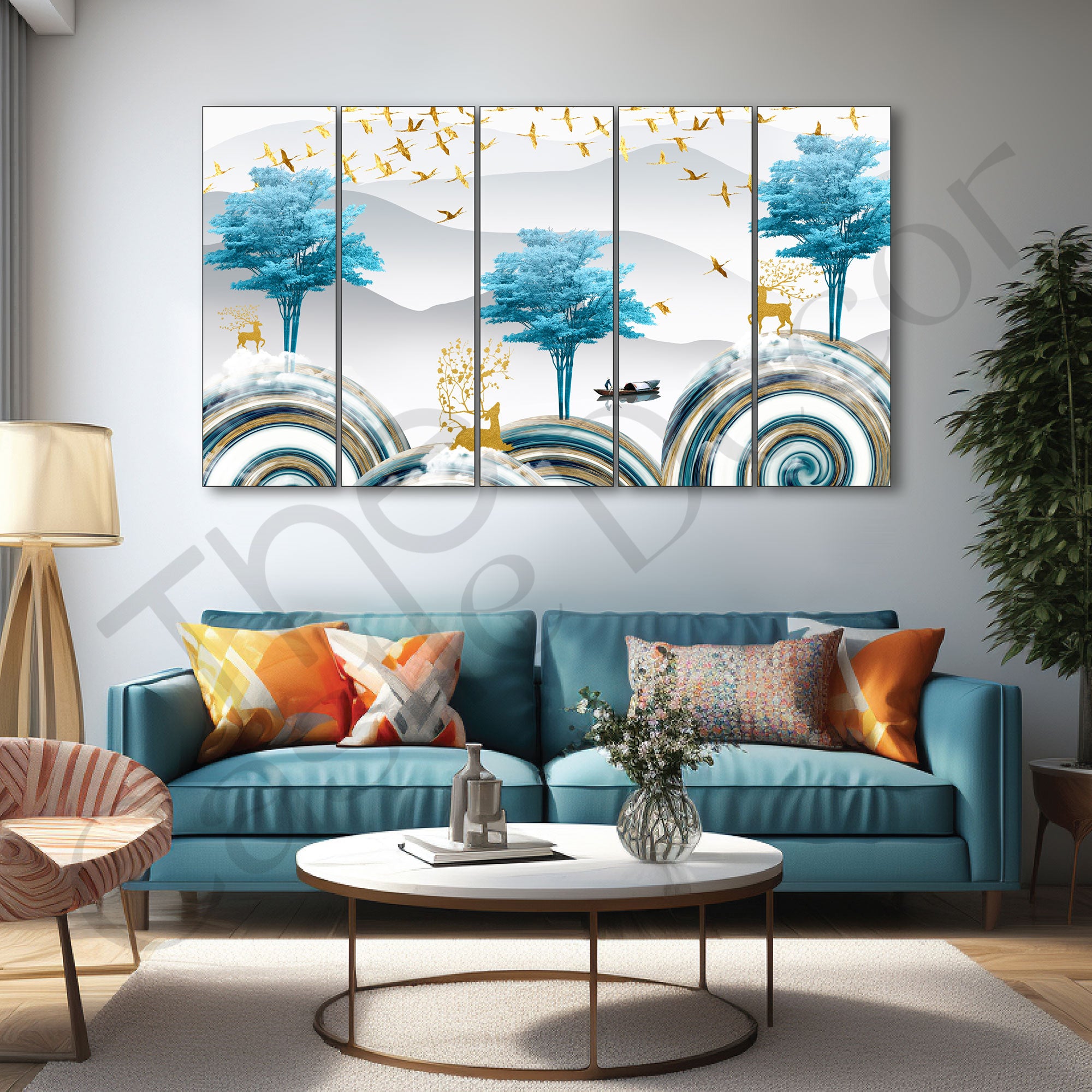Golden Deer Painting with frame Big Size Wall Art for living room,Bedroom,Drawing room,Hotels