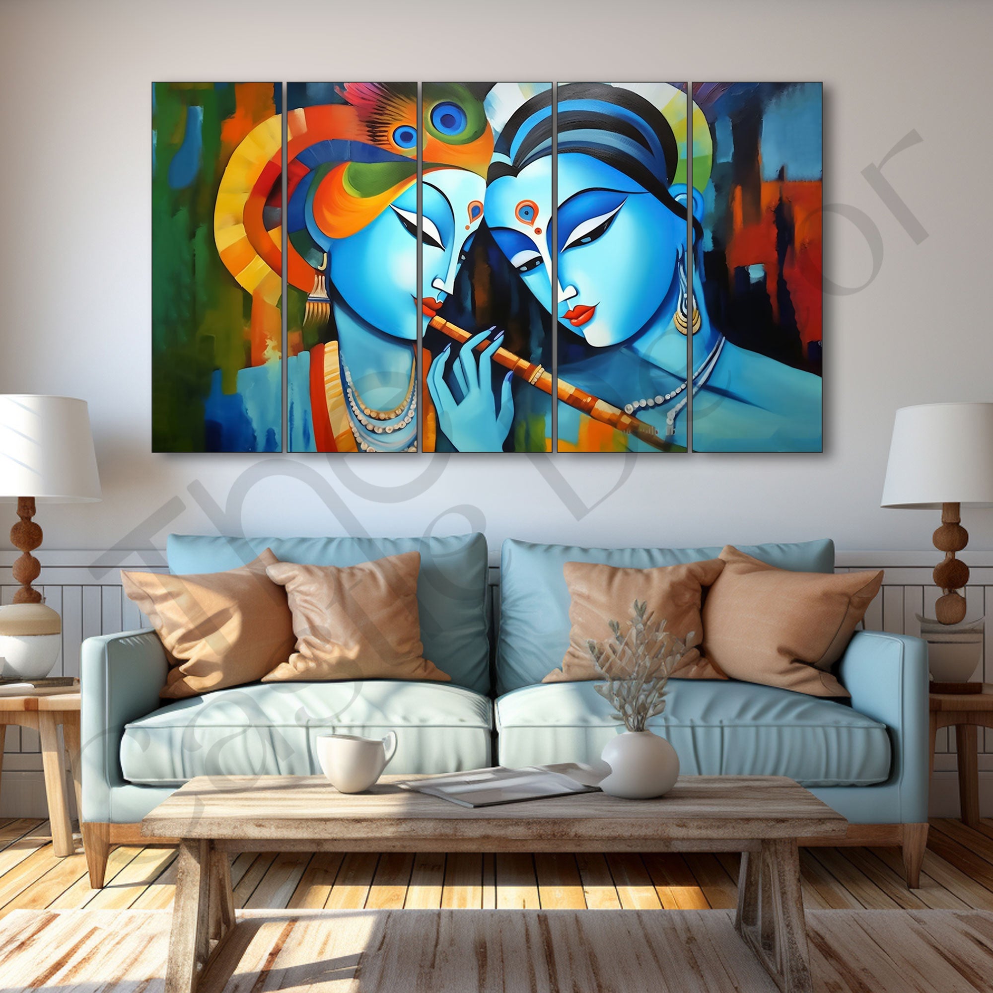 Radha Krishna Painting with frame Big Size Wall Art for living room,Bedroom,Drawing room,Hotels