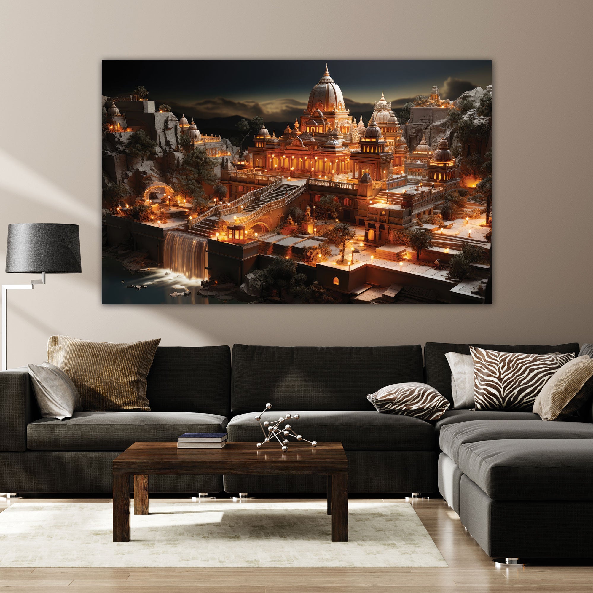 Ayodhya Canvas painting with frame Big Size Wall Art for living room,Bedroom,Drawing room,Hotels