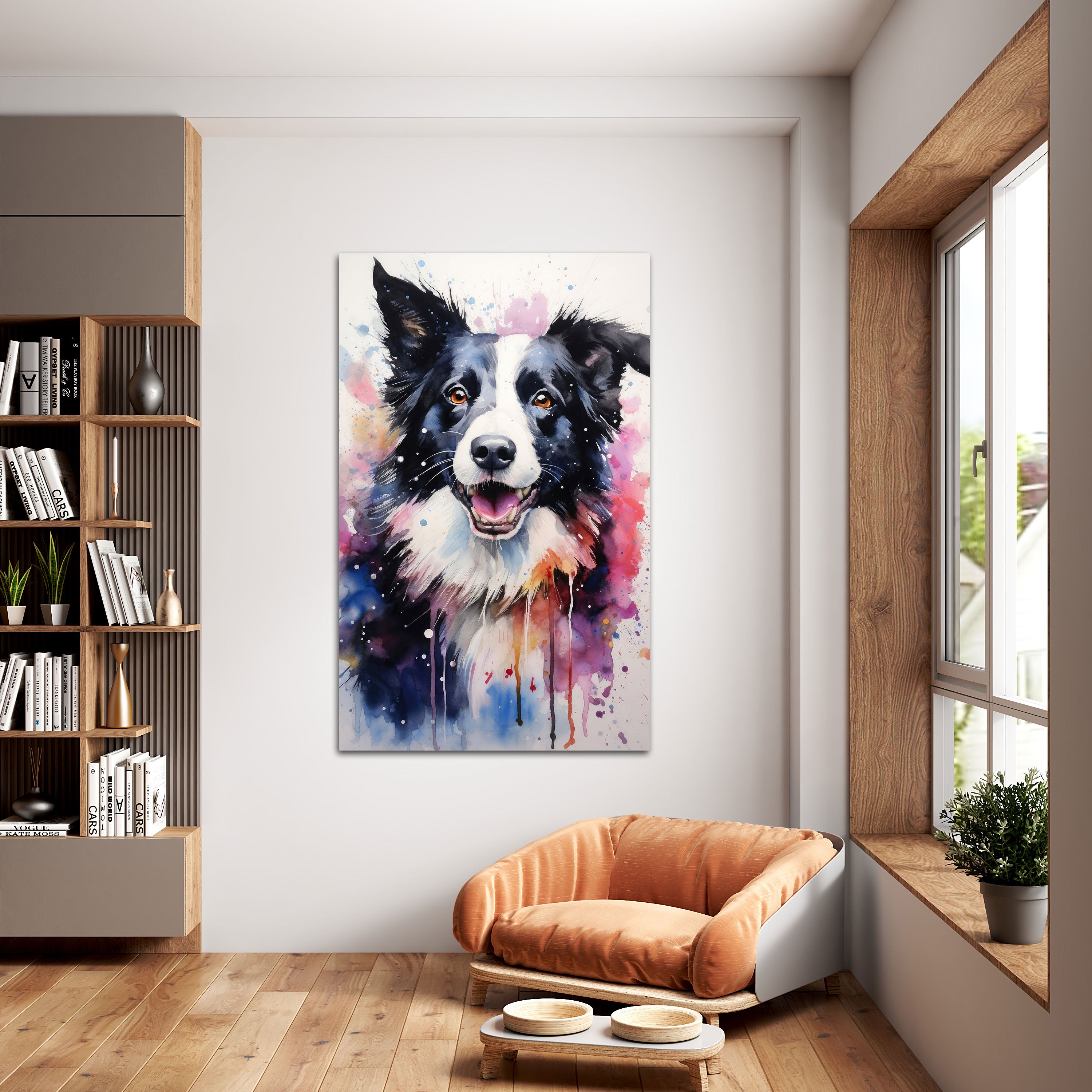 DogAbstract Canvas painting with frame Big Size Wall Art for living room,Bedroom,Drawing room,Hotels