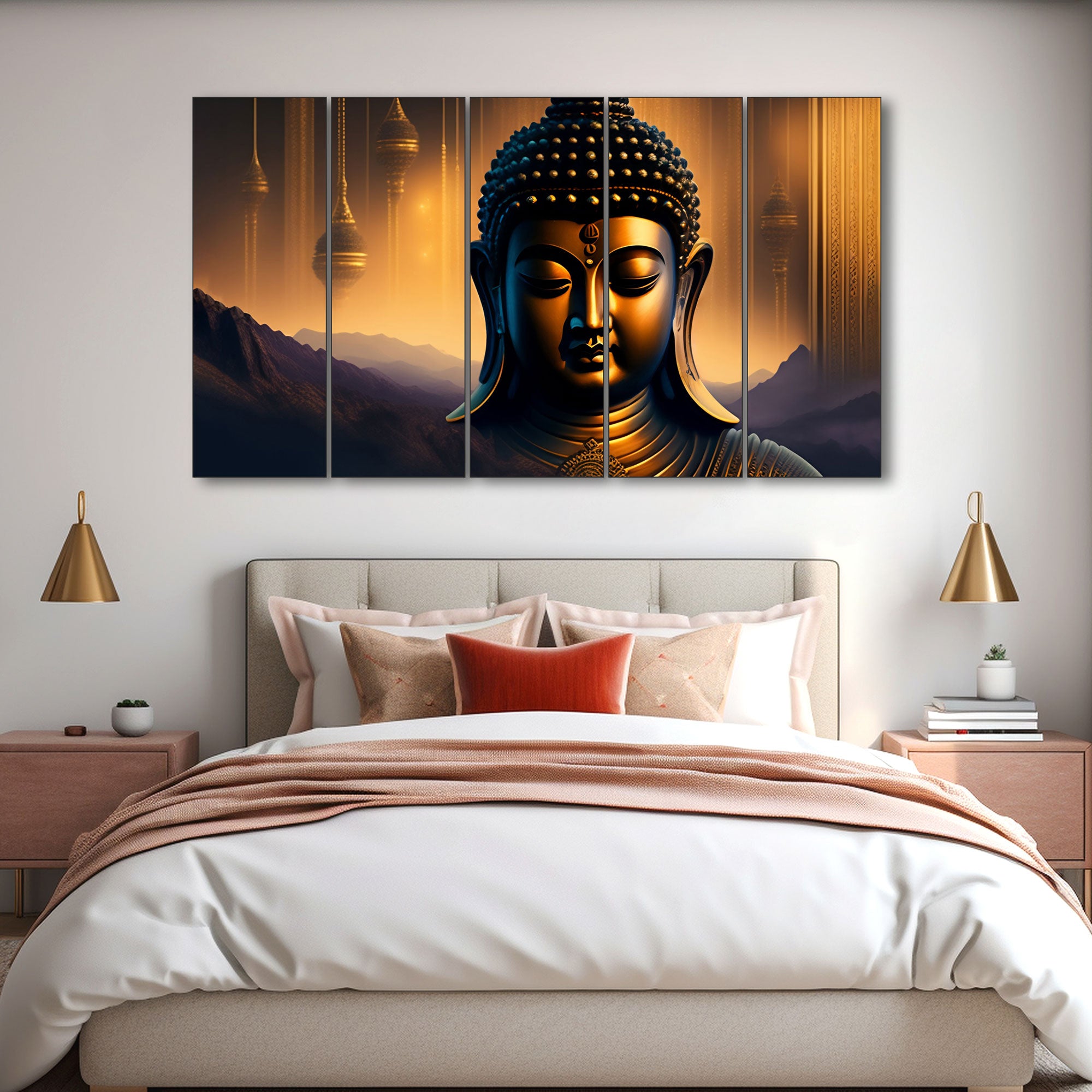 Lord Budha Painting with frame Big Size Wall Art for living room,Bedroom,Drawing room,Hotels