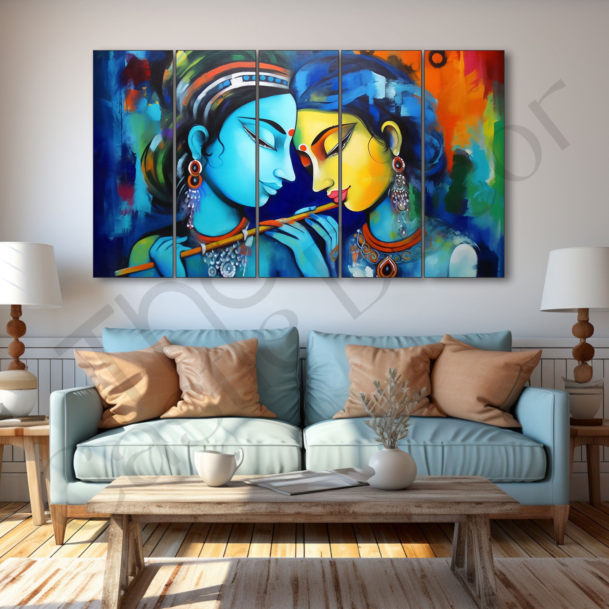 Radha Krishna Painting with frame Big Size Wall Art for living room,Bedroom,Drawing room,Hotels