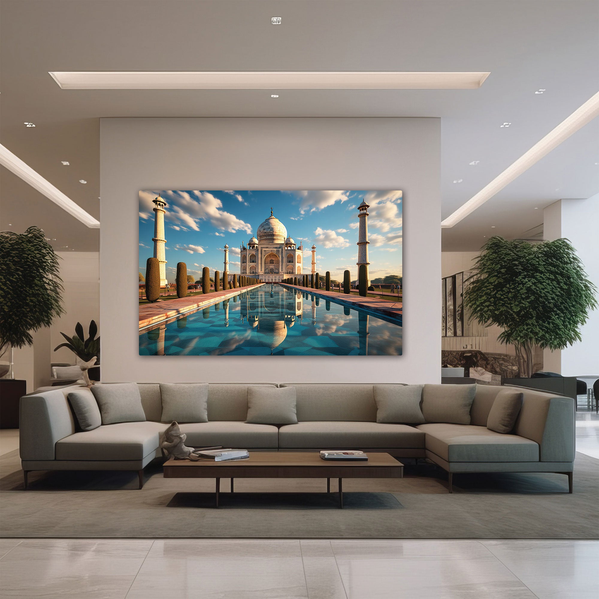 Taj mahal Canvas painting with frame Big Size Wall Art for living room,Bedroom,Drawing room,Hotels