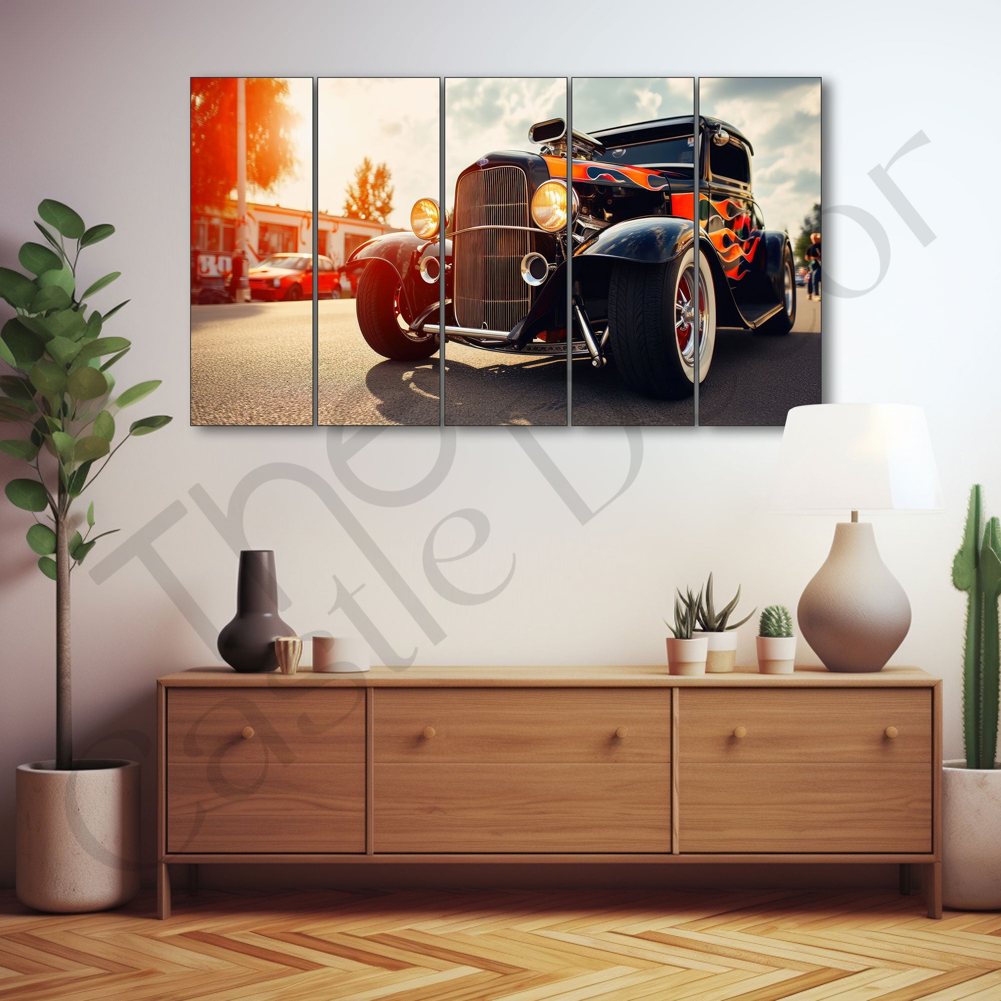 Vintage Car Painting with frame Big Size Wall Art for living room,Bedroom,Drawing room,Hotels