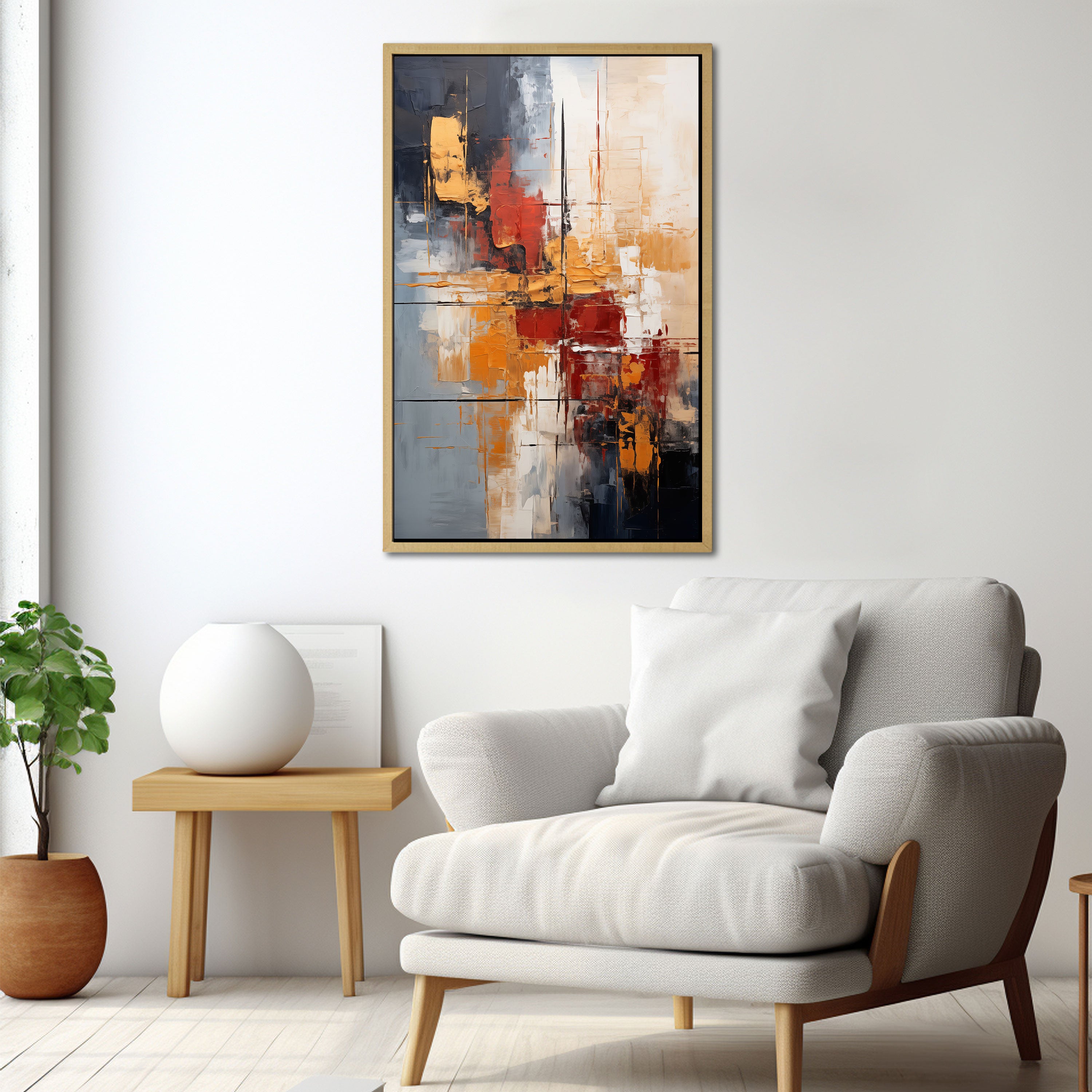 Multi colourAbstract Canvas painting with frame Big Size Wall Art for living room,Bedroom,Drawing room,Hotels