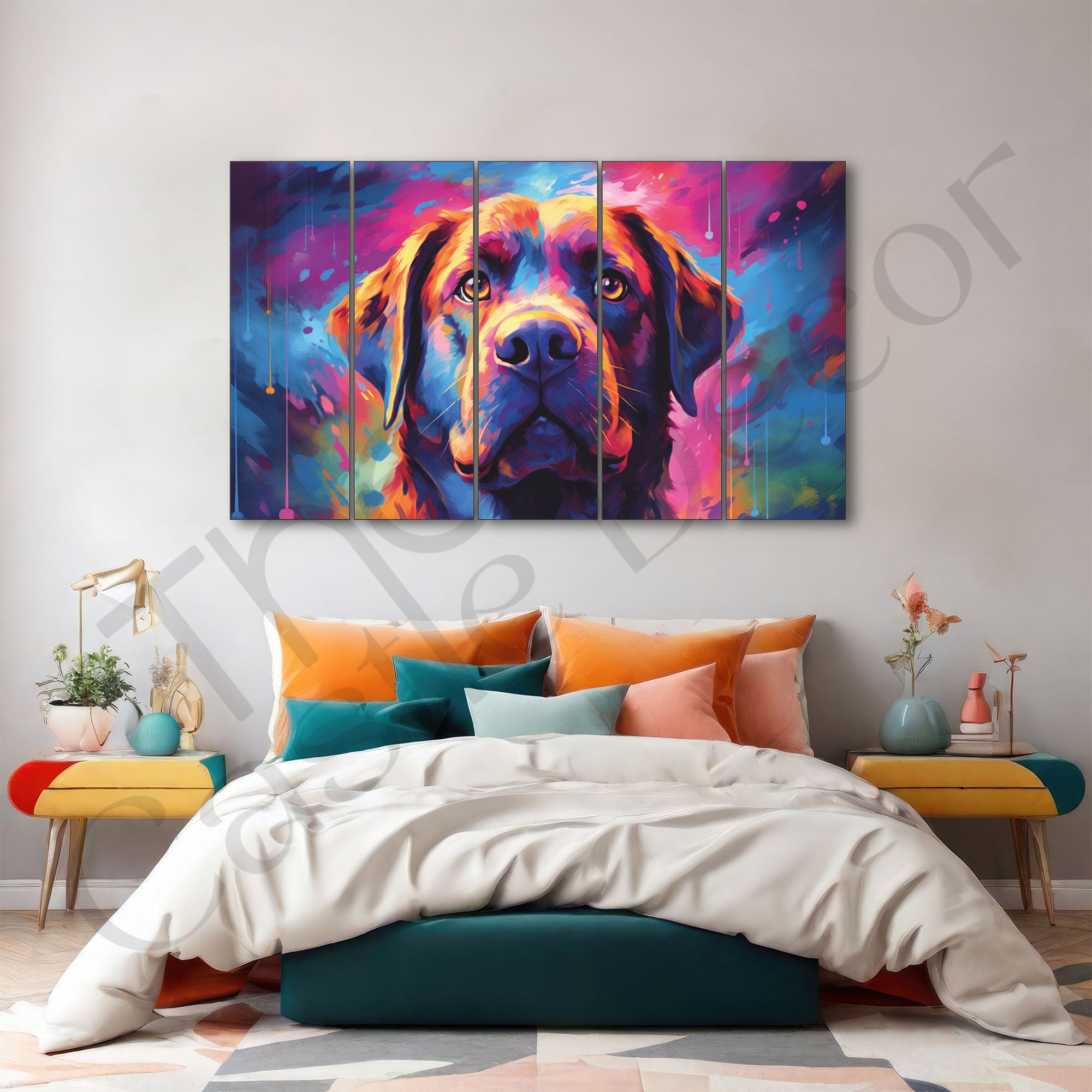 Dogs Painting with frame Big Size Wall Art for living room,Bedroom,Drawing room,Hotels
