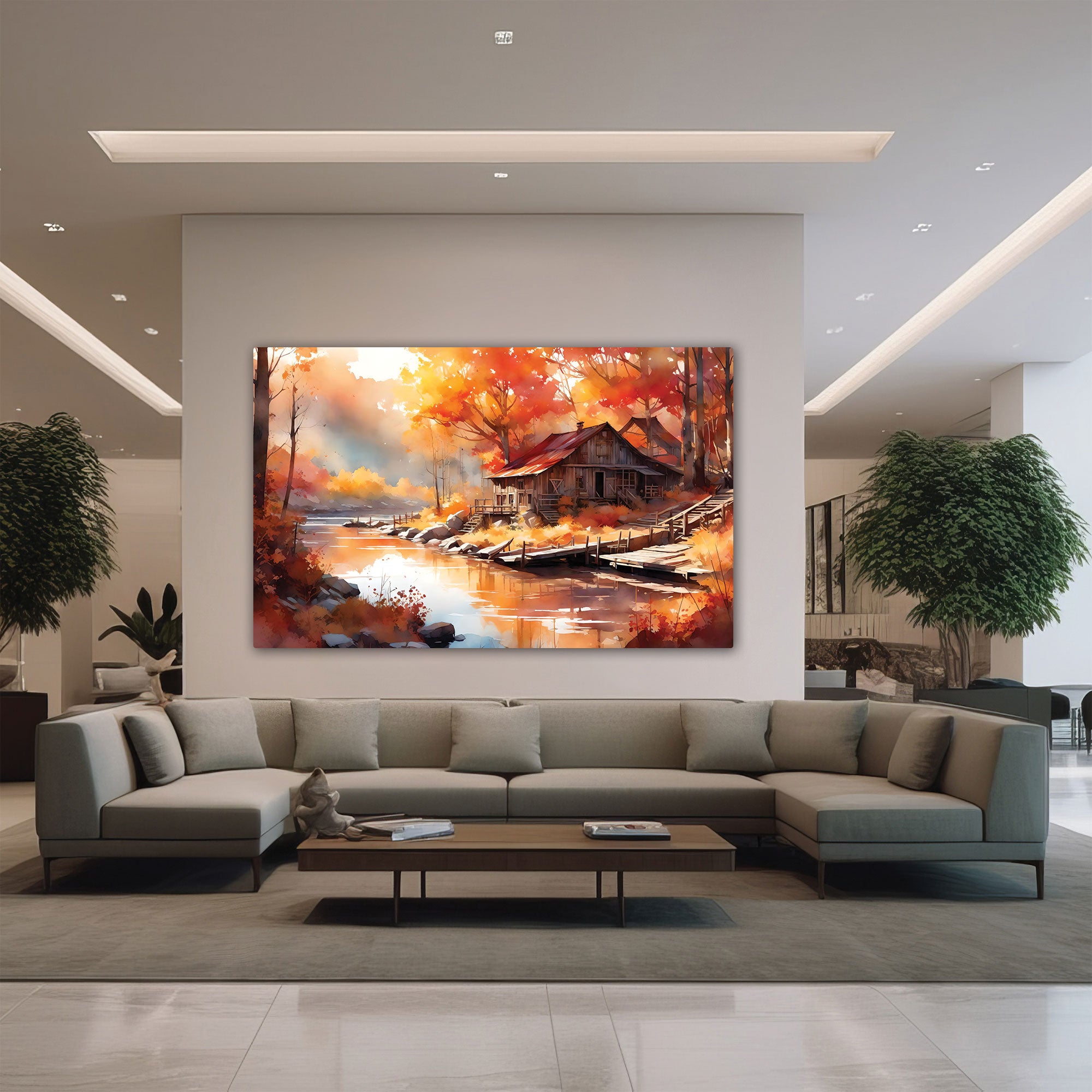 Forest Abstract Canvas painting with frame Big Size Wall Art for living room,Bedroom,Drawing room,Hotels