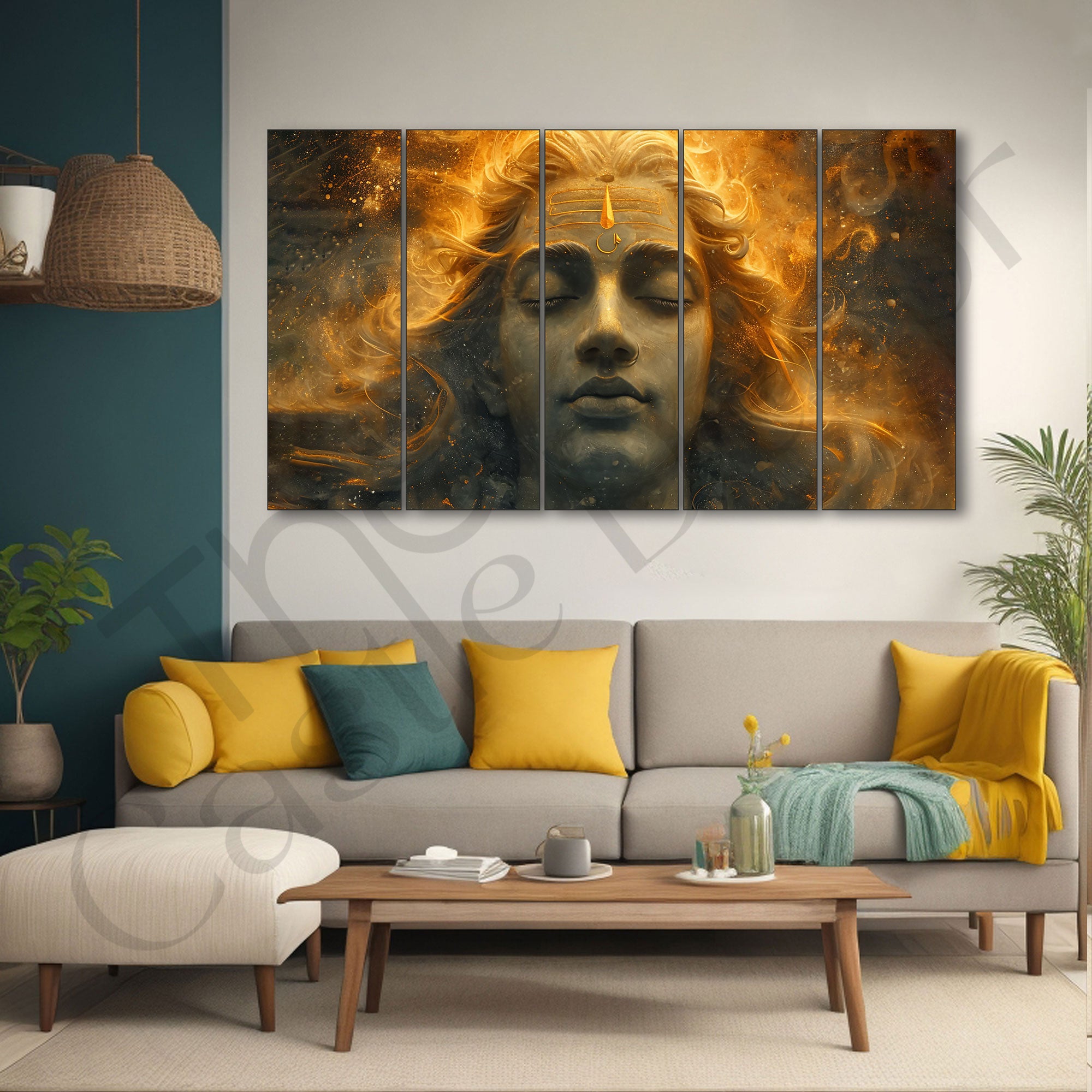Lord Shiva Painting with frame Big Size Wall Art for living room,Bedroom,Drawing room,Hotels