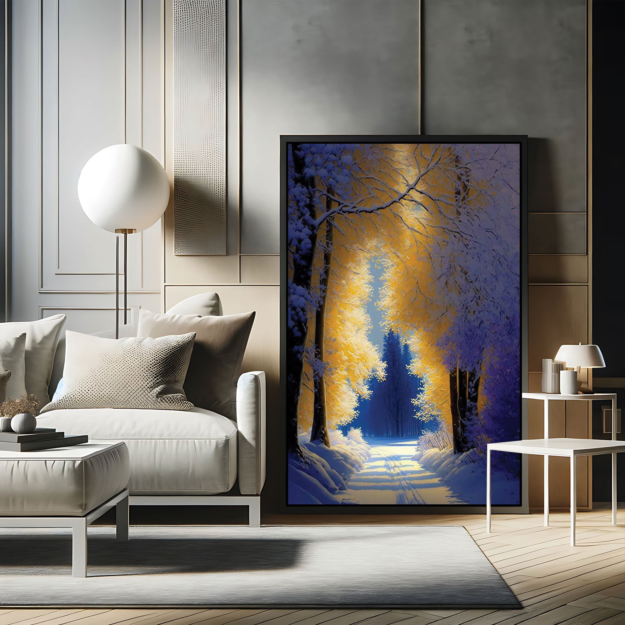snow trees Canvas painting with frame Big Size Wall Art for living room,Bedroom,Drawing room,Hotels