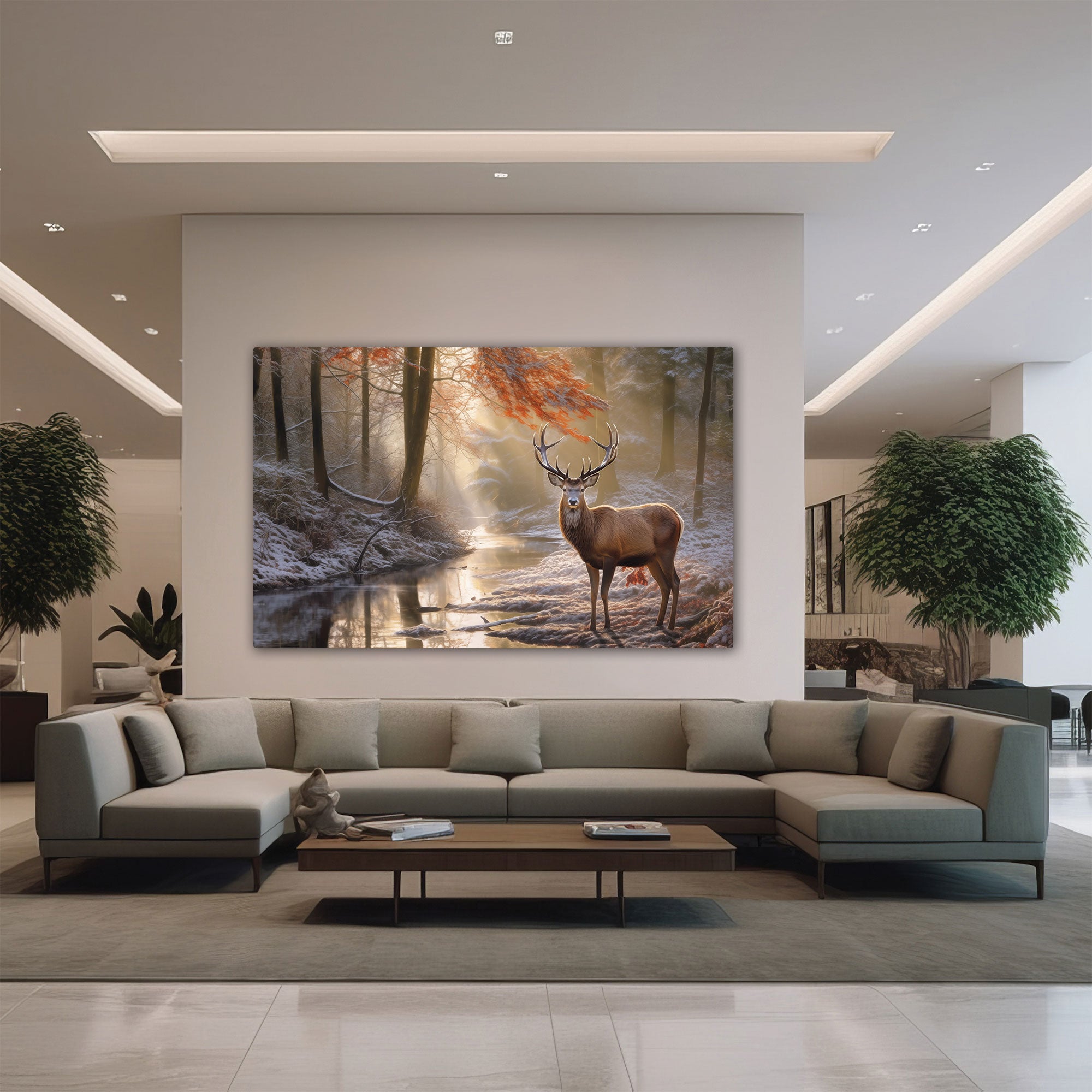 Deer Abstract Canvas painting with frame Big Size Wall Art for living room,Bedroom,Drawing room,Hotels