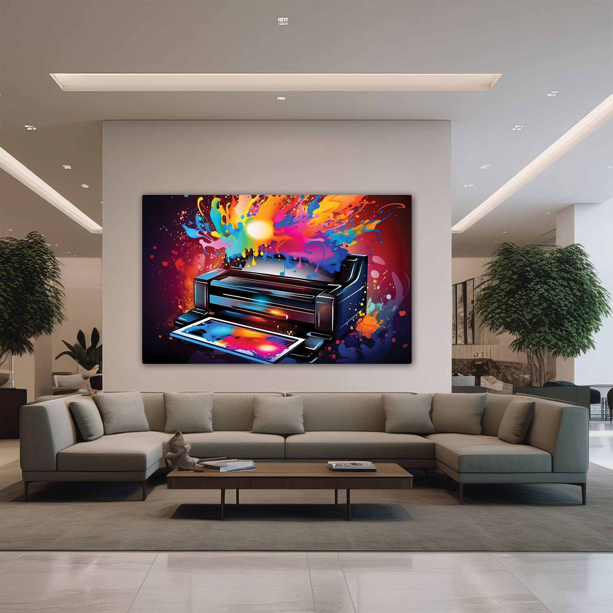 Printer Abstract Canvas painting with frame Big Size Wall Art for living room,Bedroom,Drawing room,Hotels