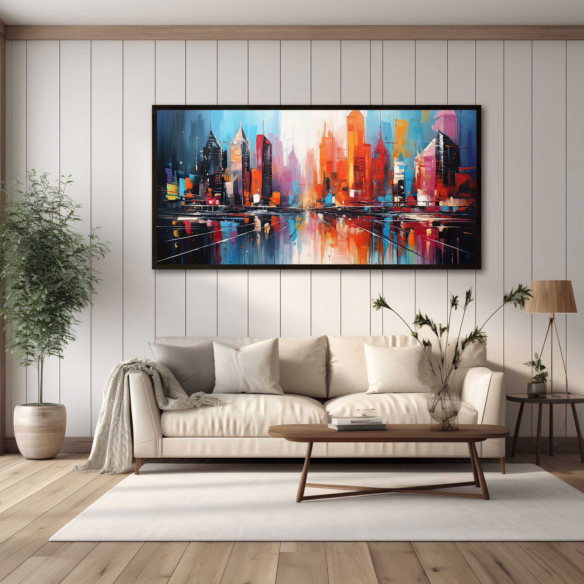 Multi coloursAbstract Canvas painting with frame Big Size Wall Art for living room,Bedroom,Drawing room,Hotels