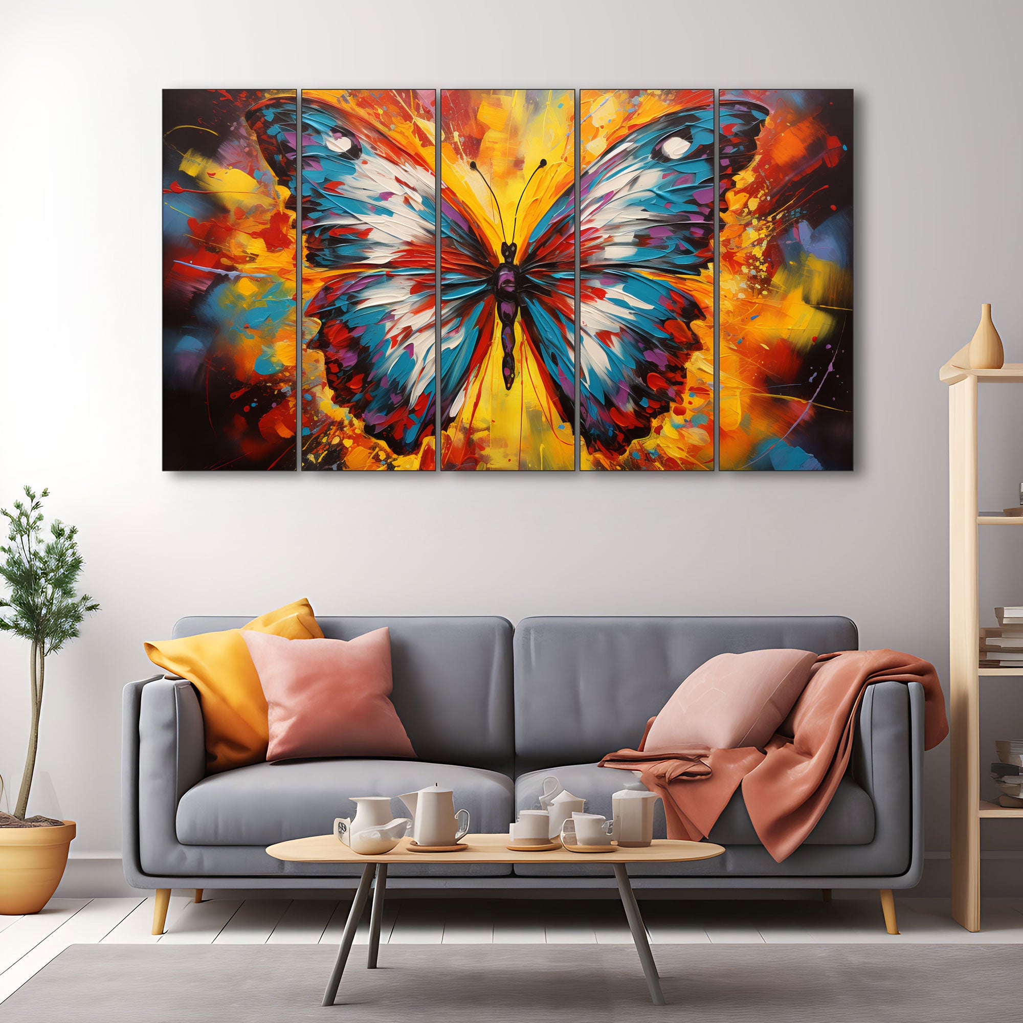 Butterflies Painting with frame Big Size Wall Art for living room,Bedroom,Drawing room,Hotels 36x60"