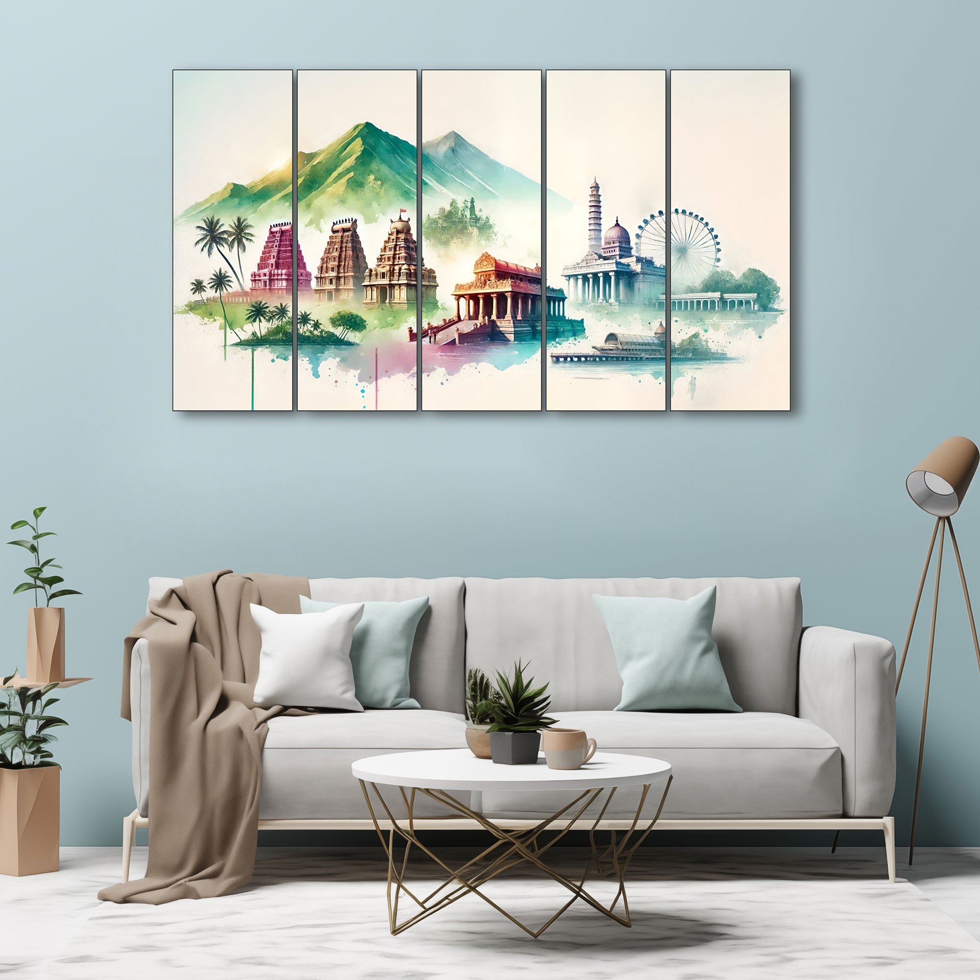 Temple Painting with frame Big Size Wall Art for living room,Bedroom,Drawing room,Hotels