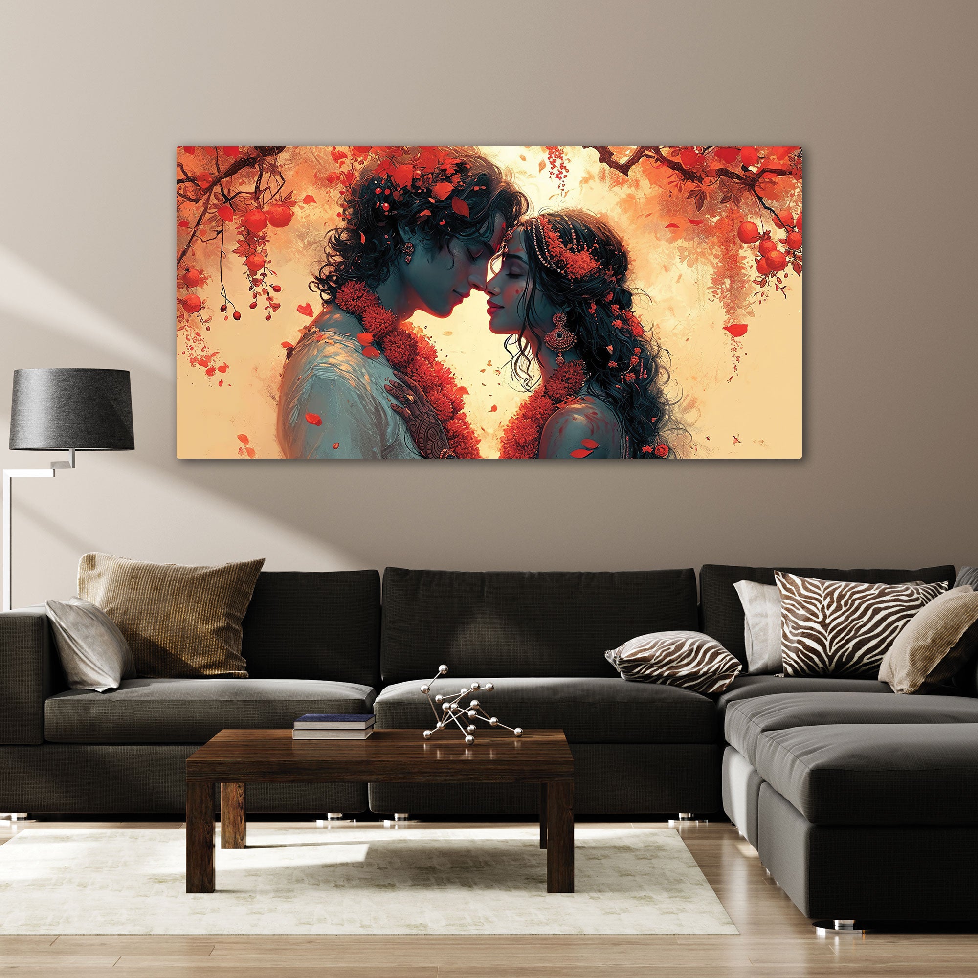 Radha krishana love Canvas painting with frame Big Size Wall Art for living room,Bedroom,Drawing room,Hotels